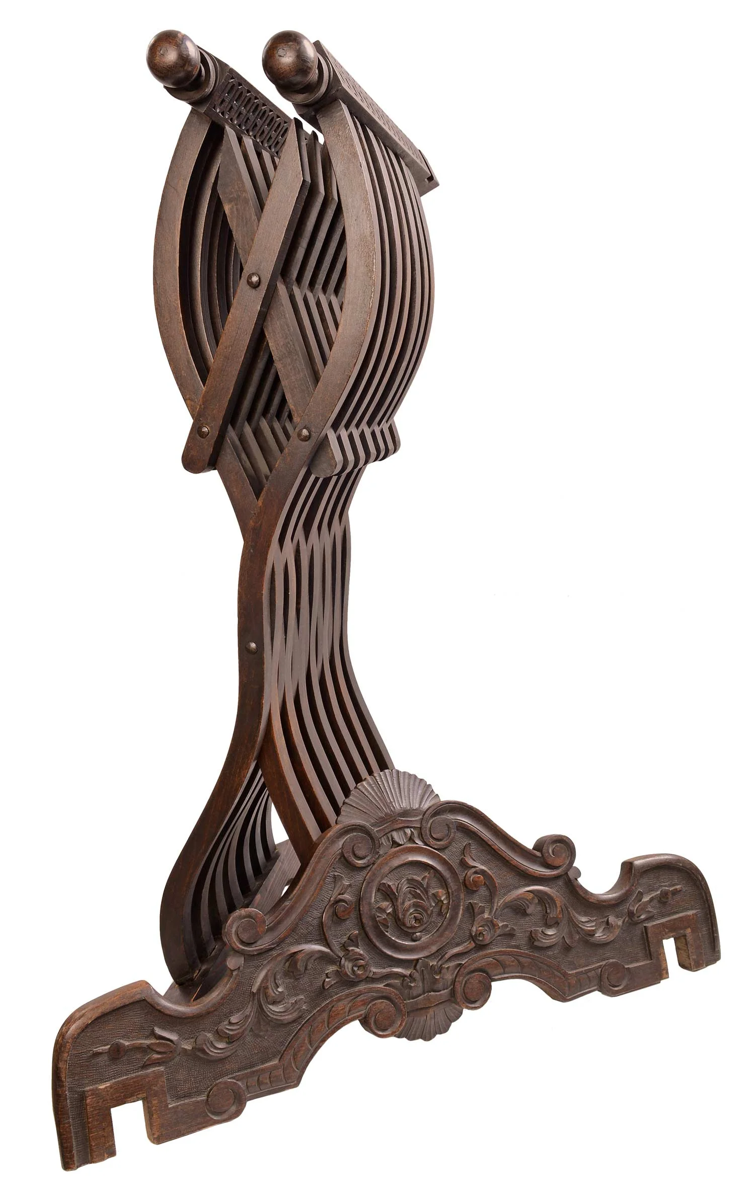 carved folding x chair — ARCHITECTURAL ANTIQUES