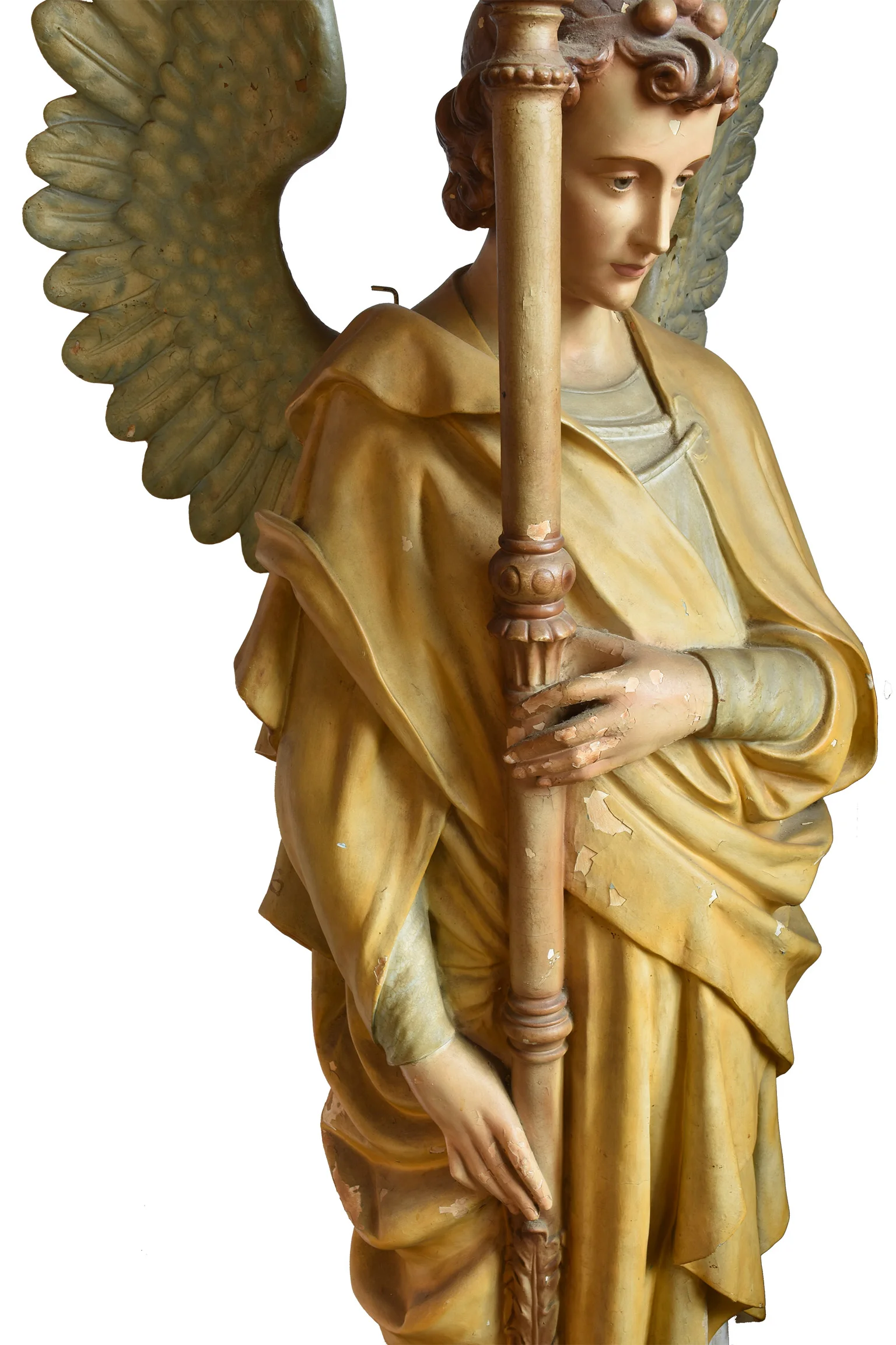 daprato statuary company full size winged angel with fourlight