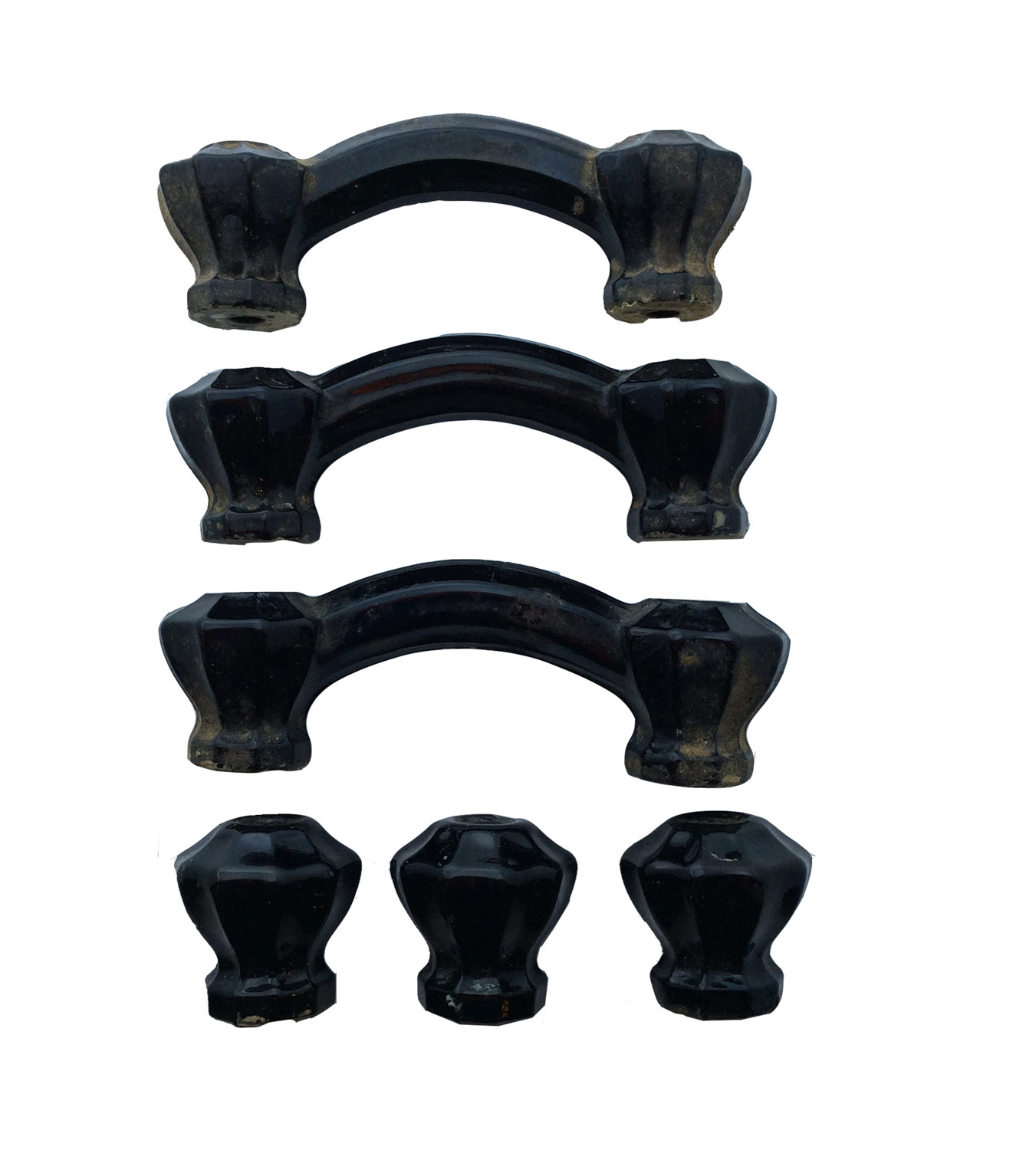 black glass knobs and handles — ARCHITECTURAL ANTIQUES
