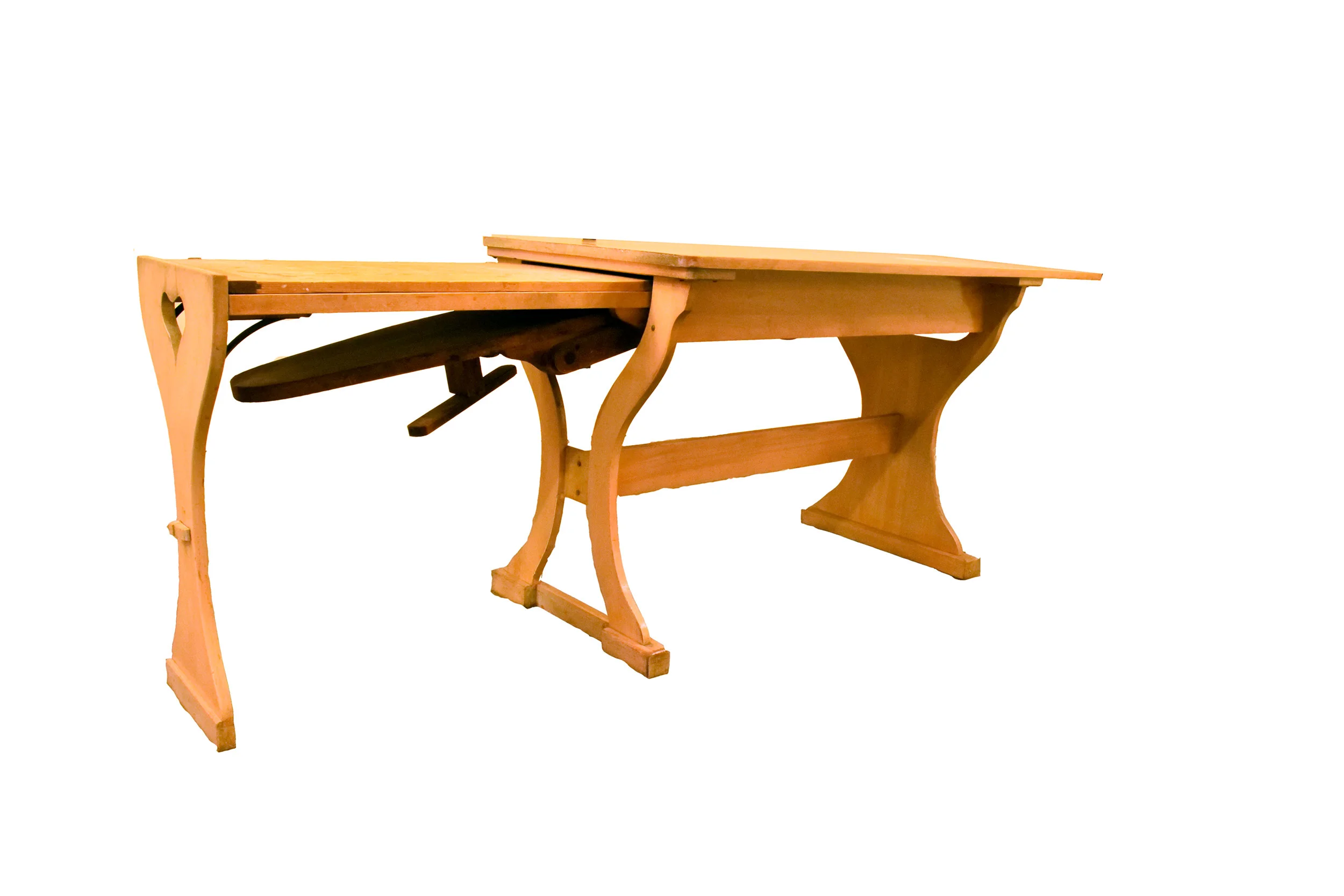 maple kitchen table with ironing board — ARCHITECTURAL ANTIQUES