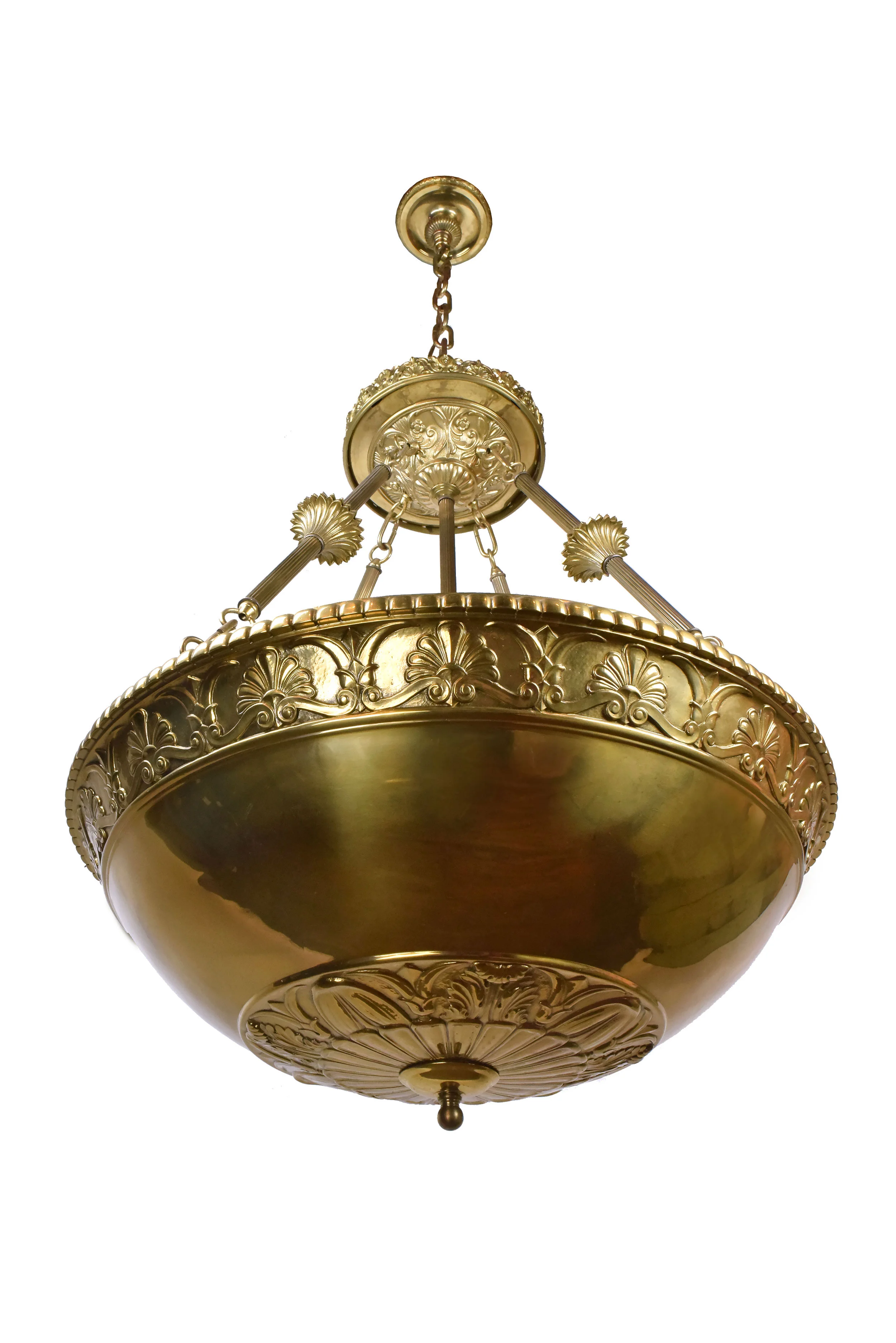 cast brass bowl chandelier — ARCHITECTURAL ANTIQUES