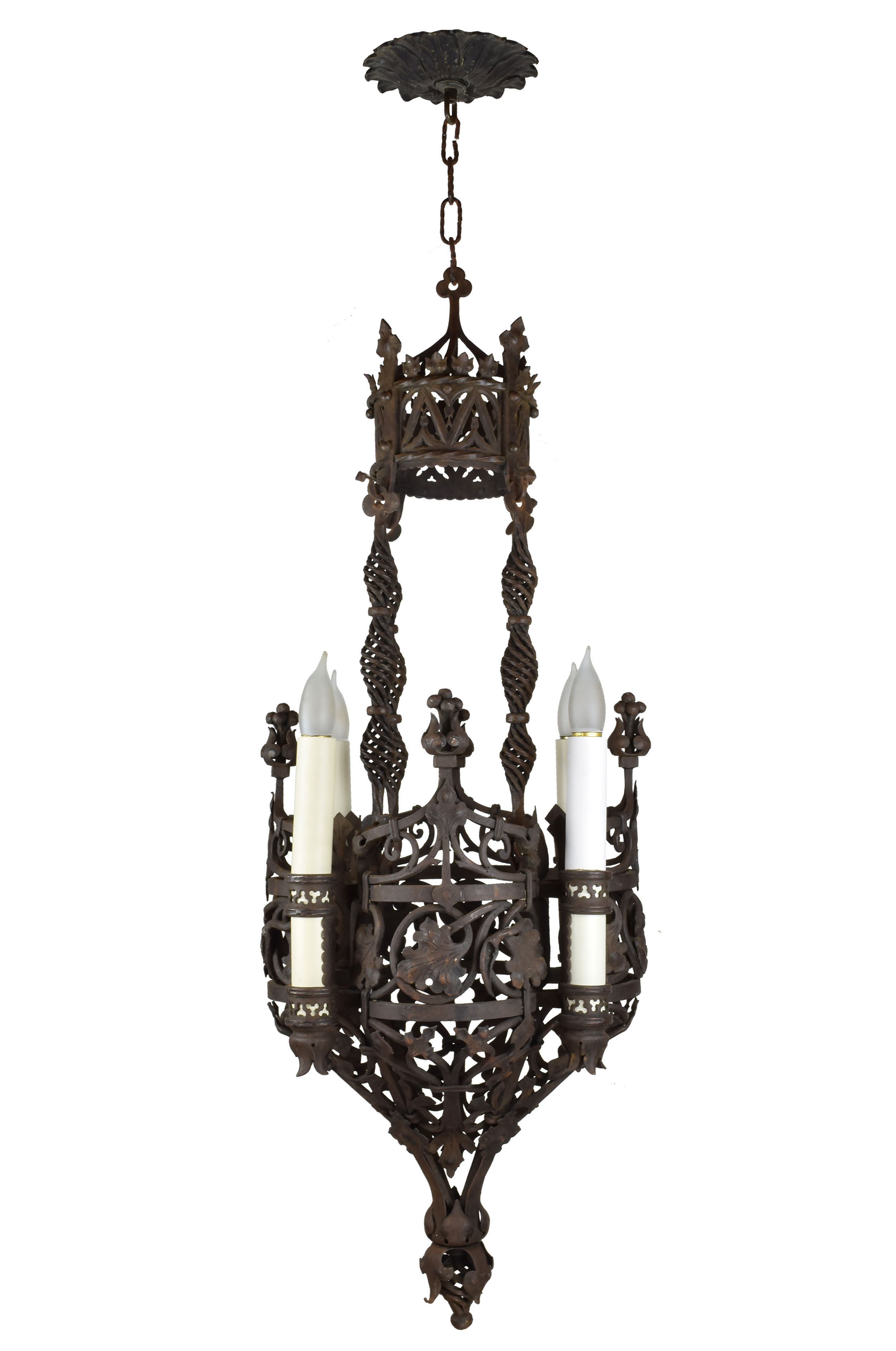 wrought iron 4 candle tudor chandelier