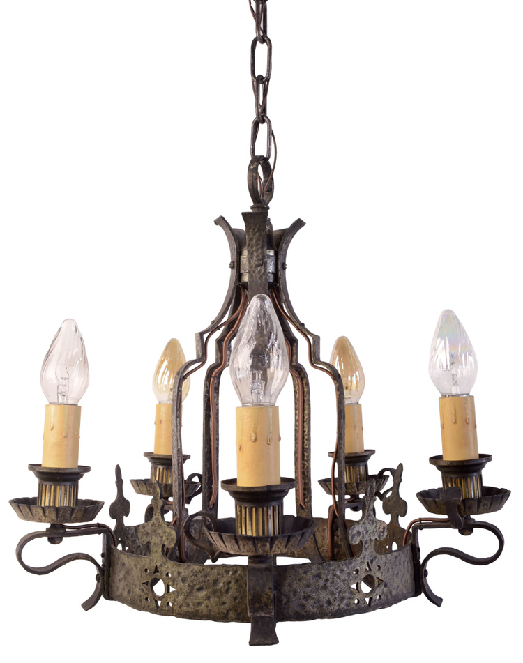 five-candle tudor chandelier