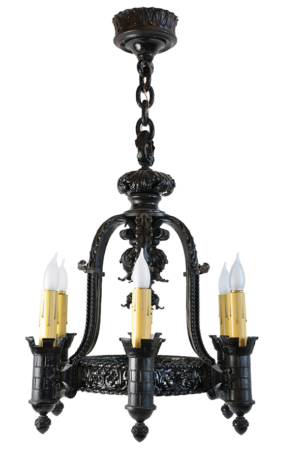 six-light iron gothic fixture