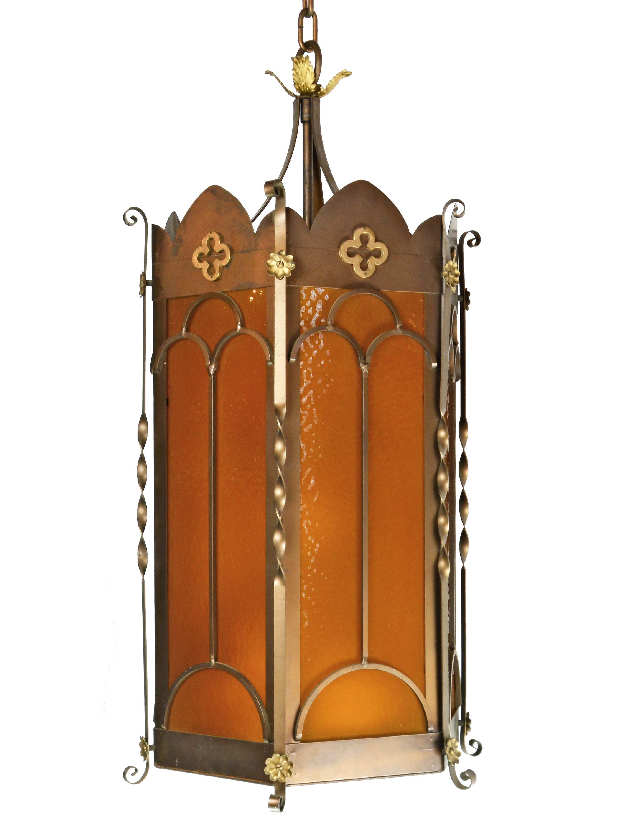 oversized gothic pendant with amber glass