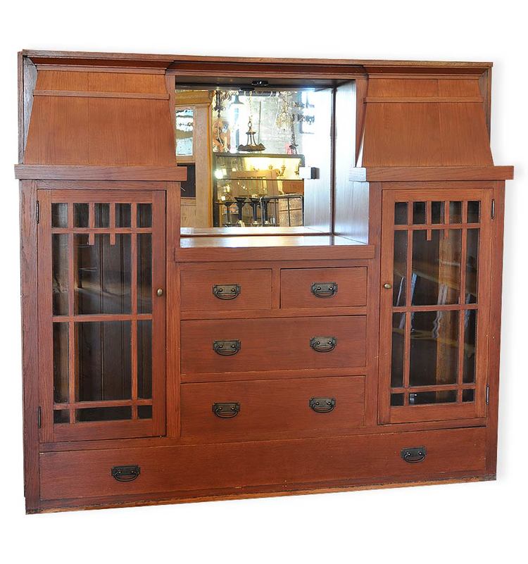 colonial oak built-in buffet