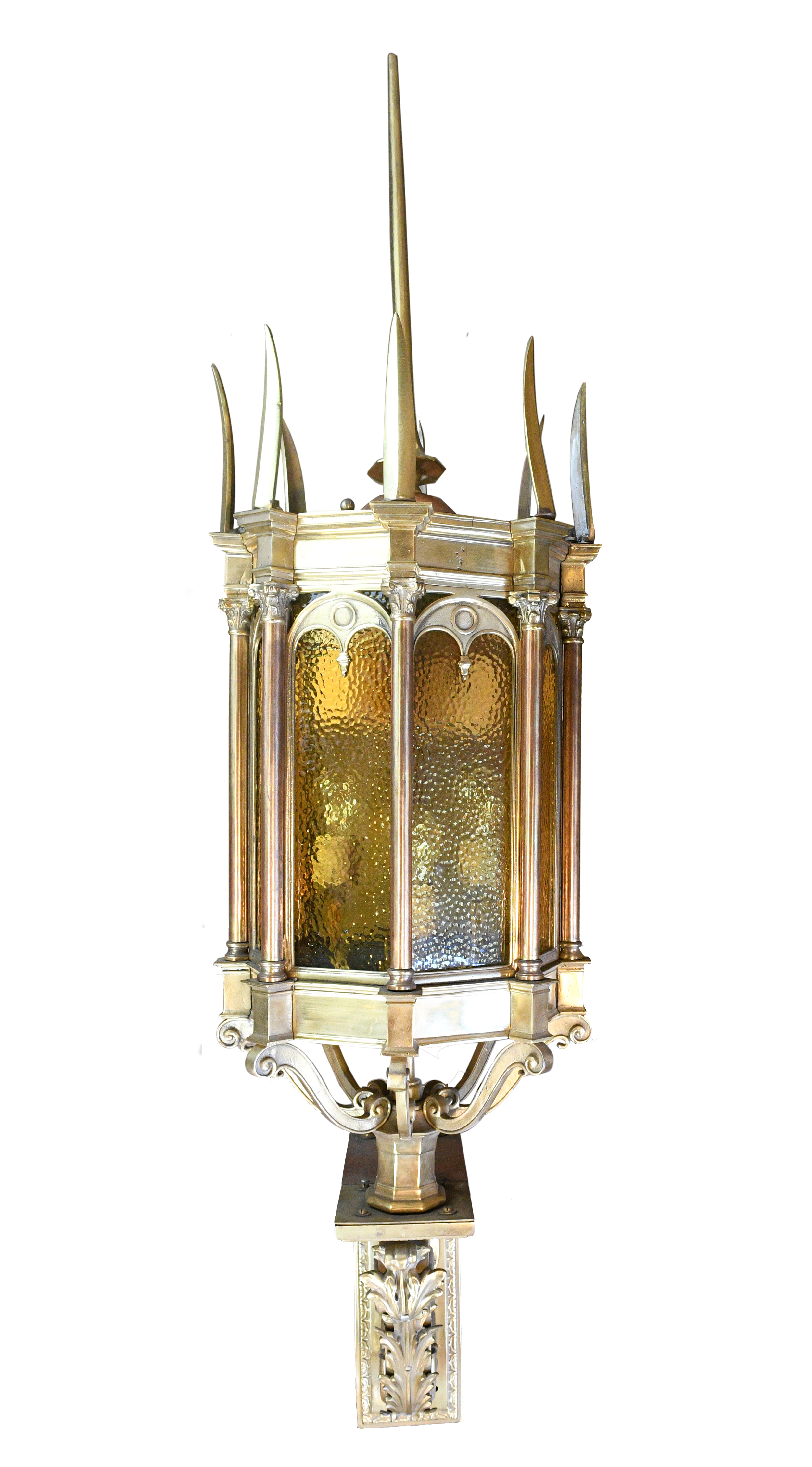 bronze exterior sconce with spikes