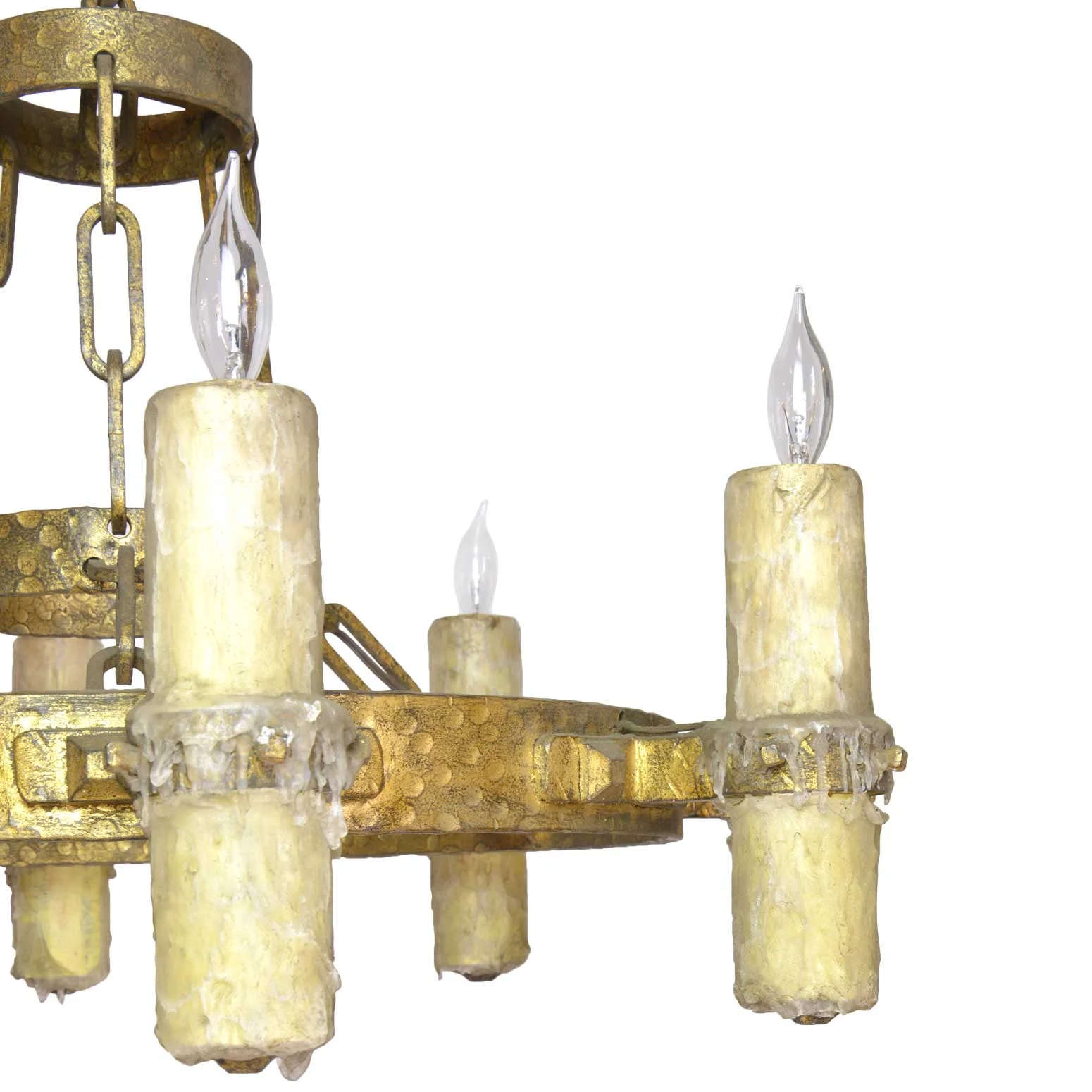 8candle bronze ring chandelier — ARCHITECTURAL ANTIQUES