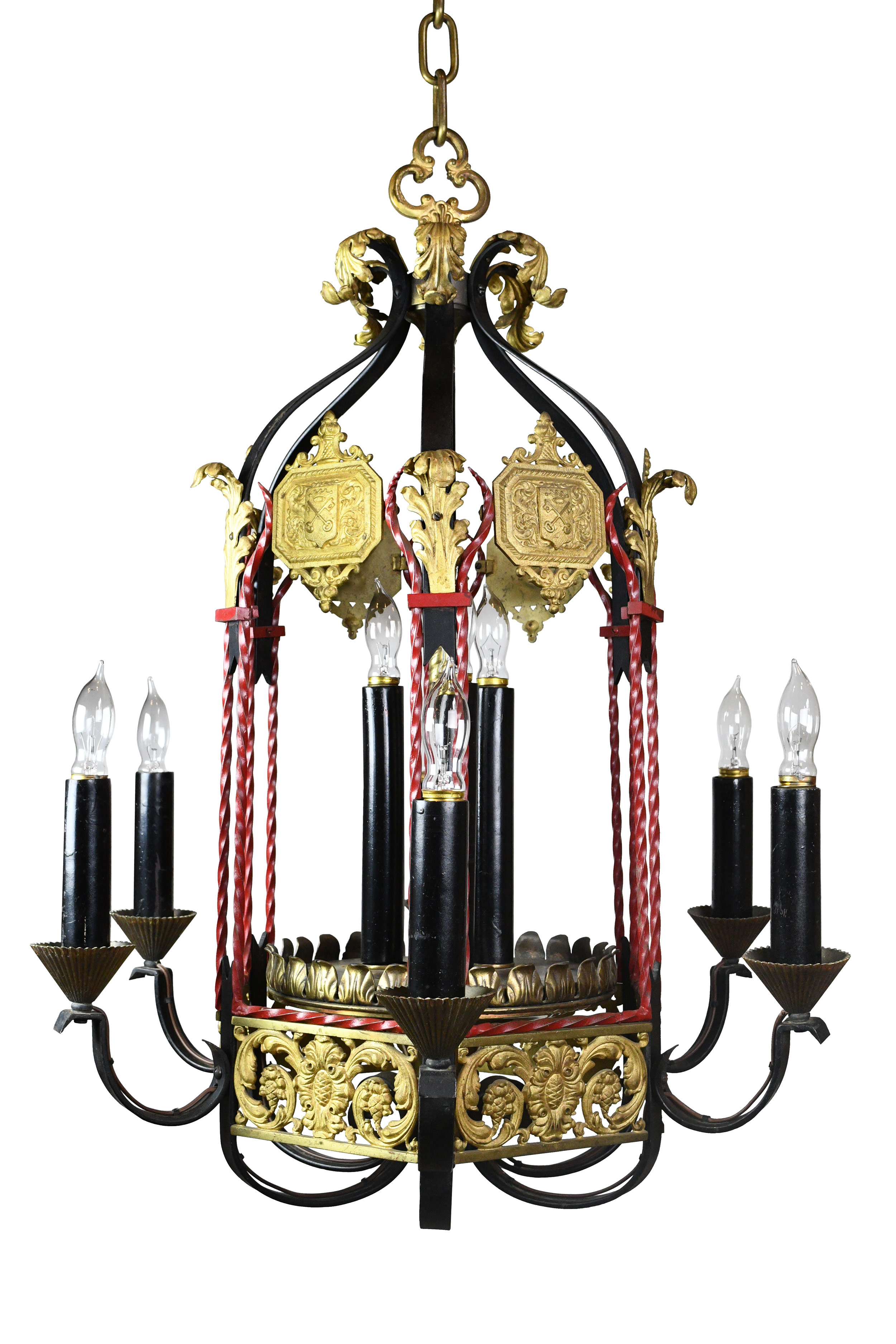 tall nine candle tudor chandelier