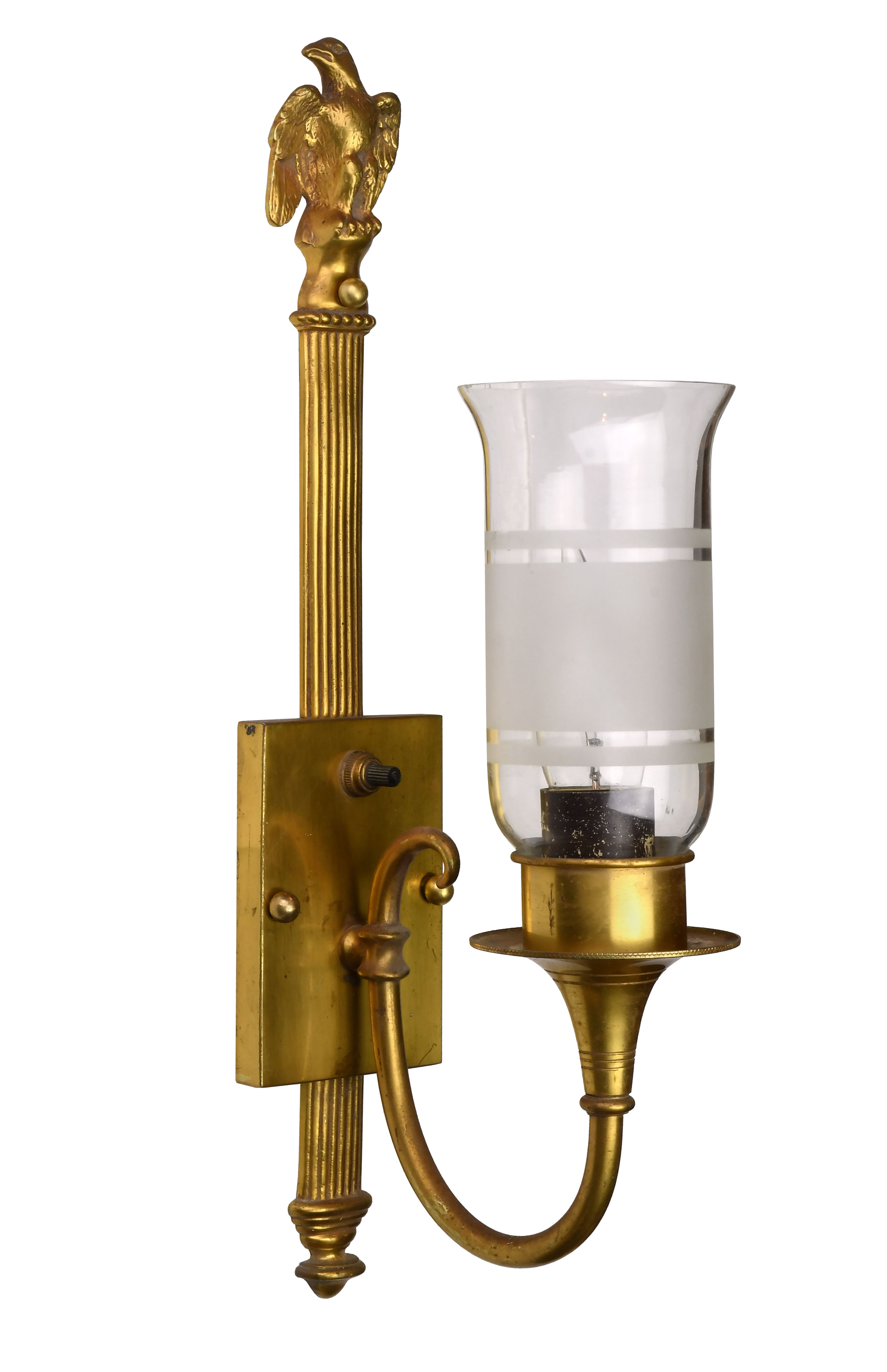 single candle brass eagle sconce with shade