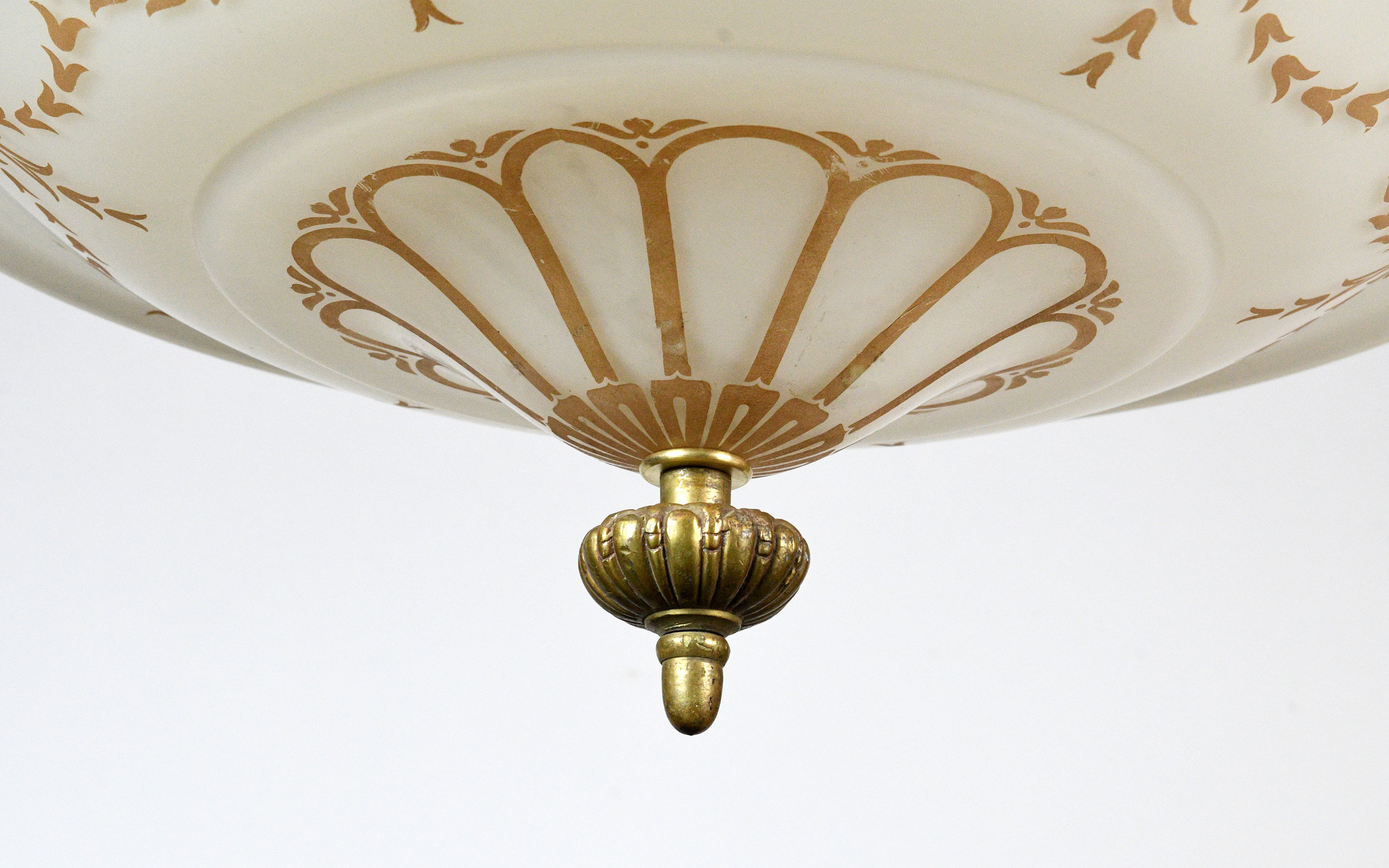 seven light victorian brass pendant with shade — ARCHITECTURAL ANTIQUES