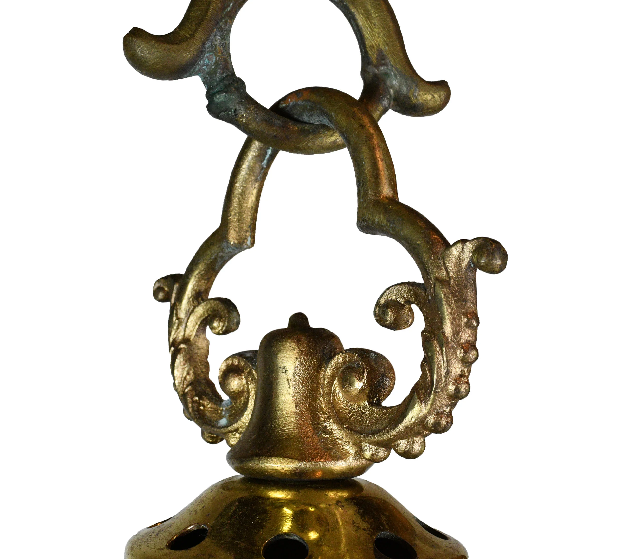 seven light victorian brass pendant with shade — ARCHITECTURAL ANTIQUES