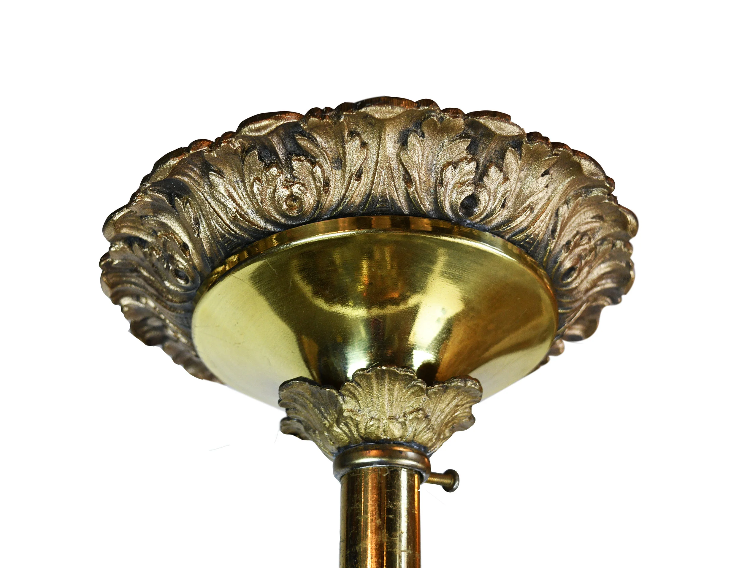 seven light victorian brass pendant with shade — ARCHITECTURAL ANTIQUES