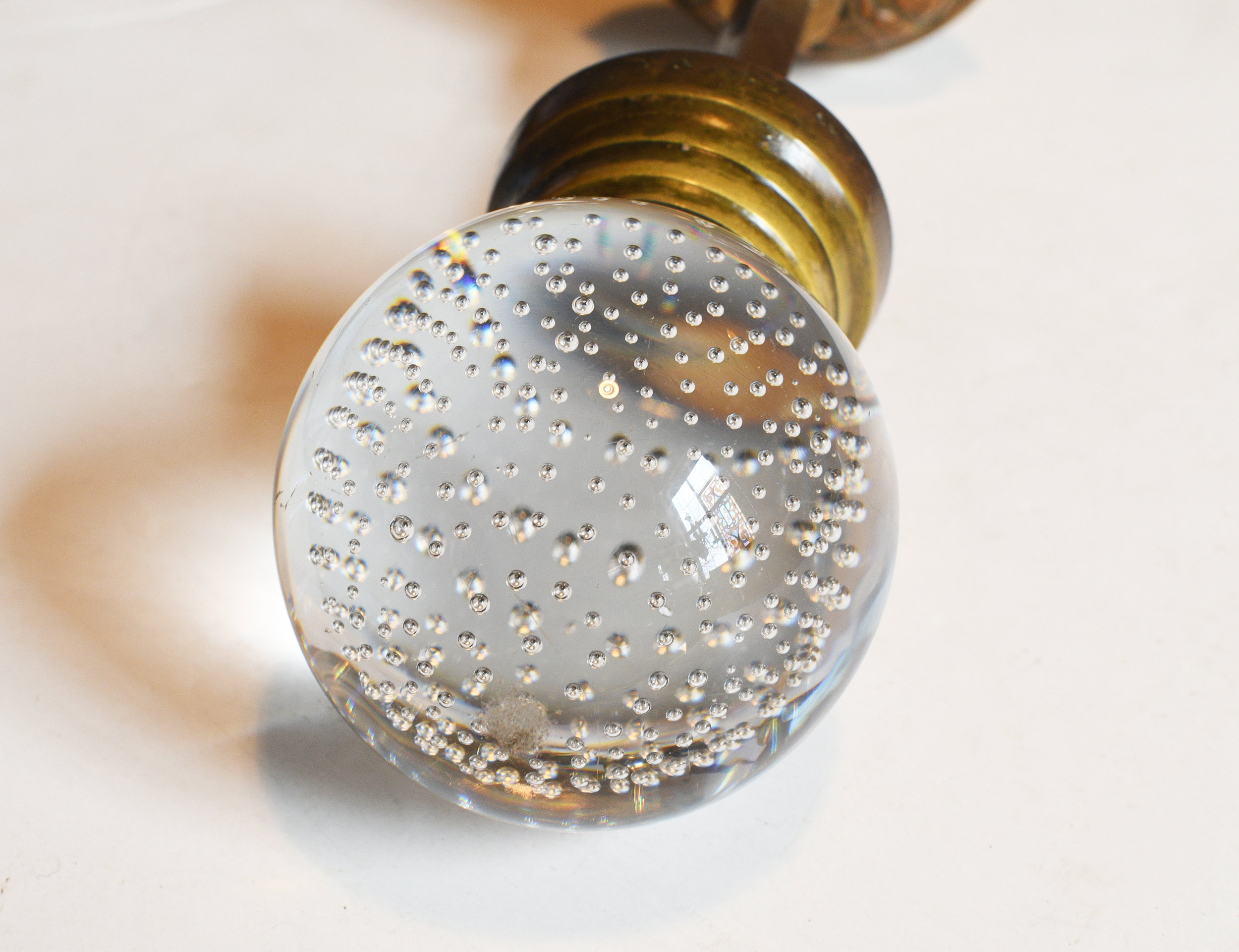 eastlake and seeded glass doorknob set — ARCHITECTURAL ANTIQUES