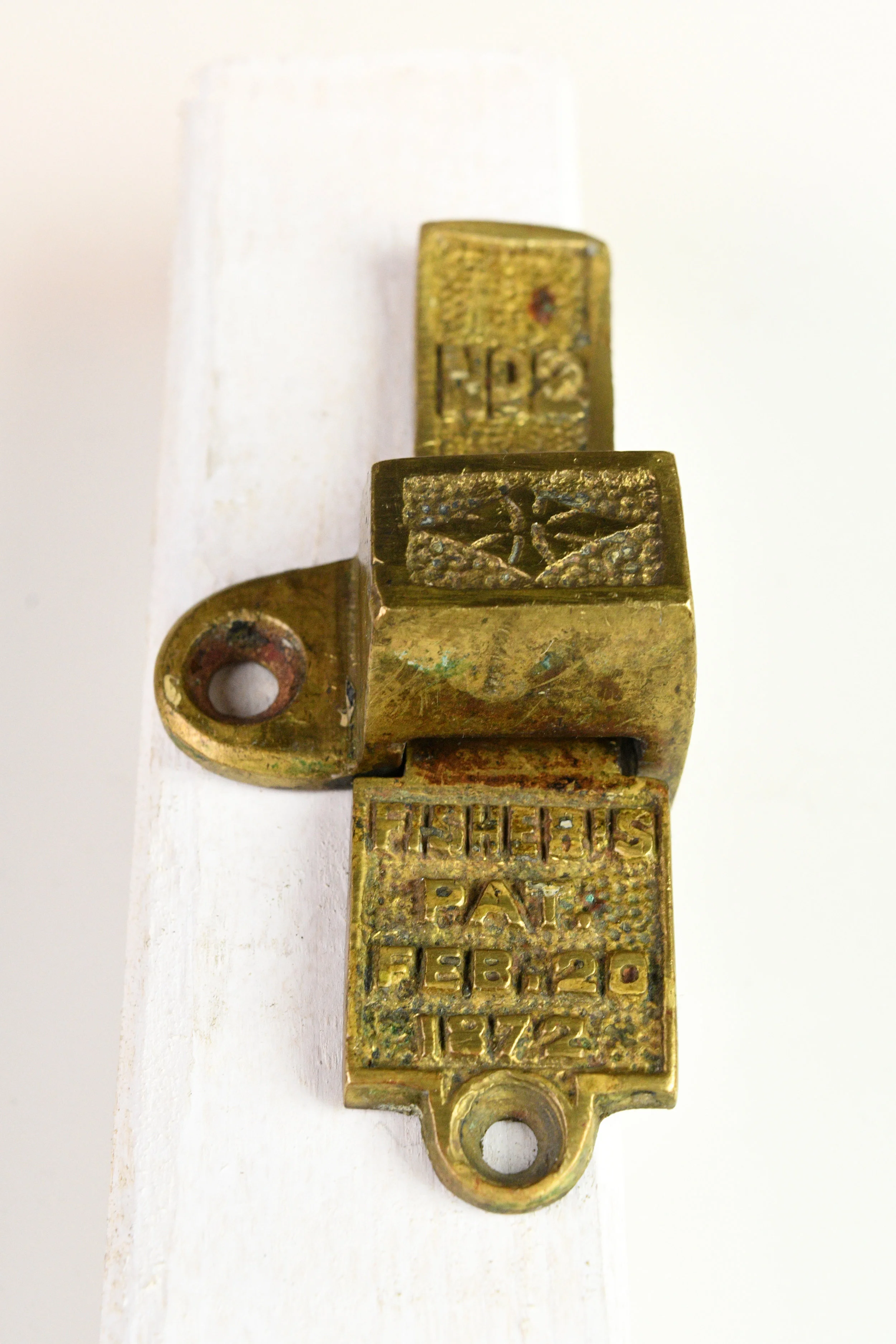 cast brass window latch set — ARCHITECTURAL ANTIQUES