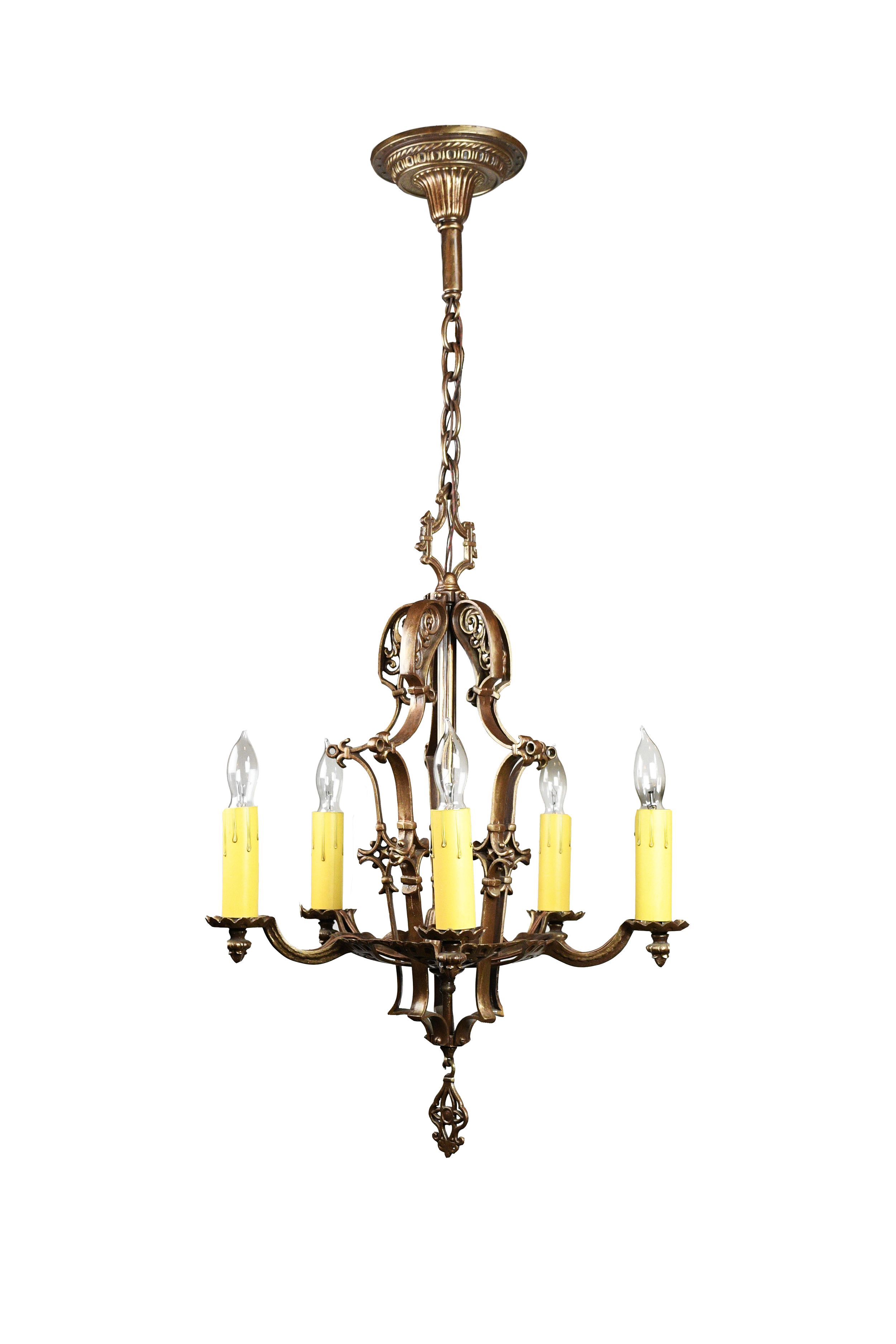 cast five light tudor chandelier