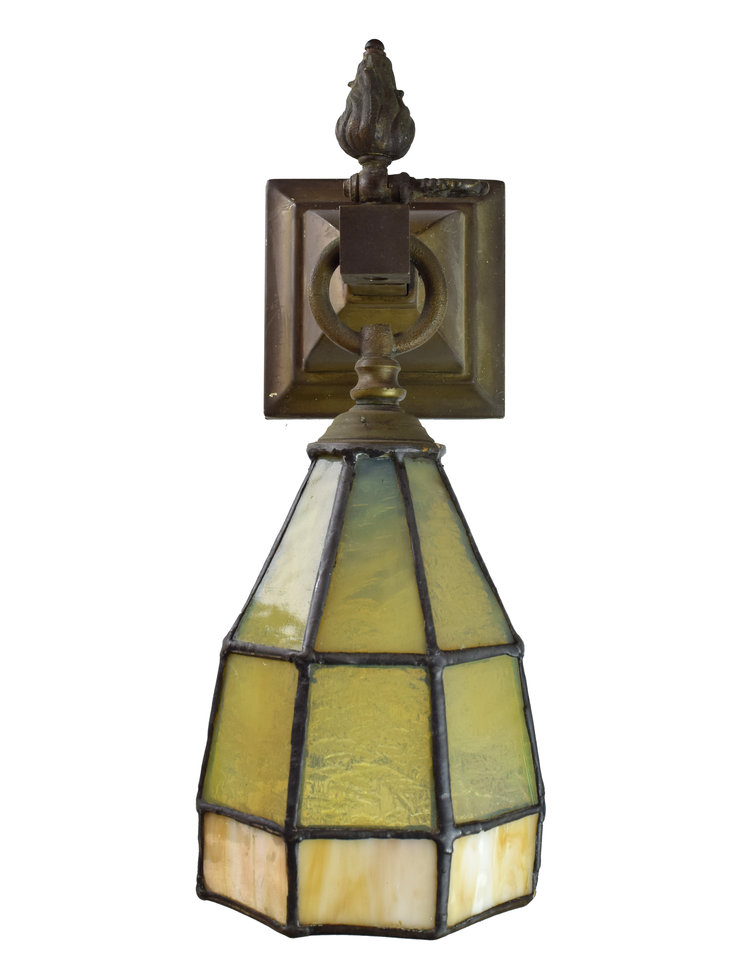 Arts & Crafts Sconce with Leaded Glass Shade