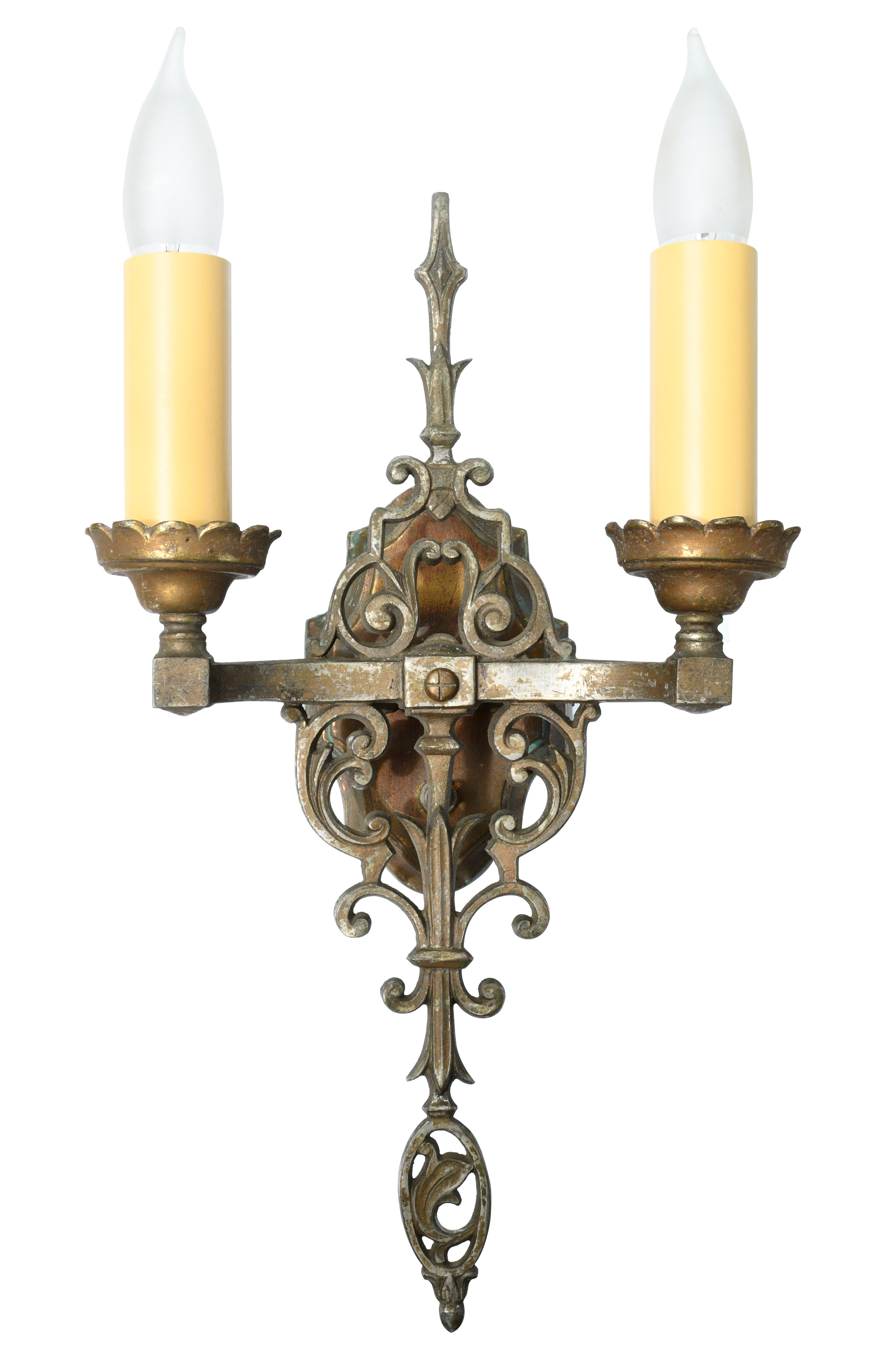 brass two candle tudor sconce