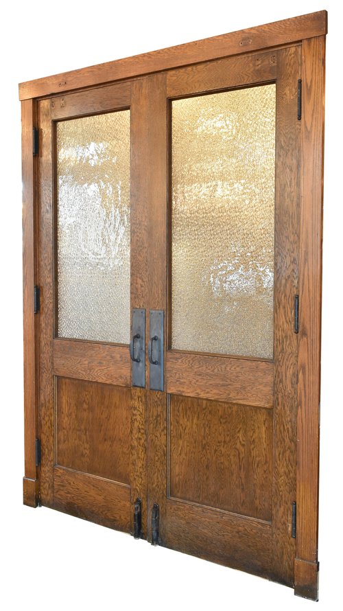 half view oak double doors