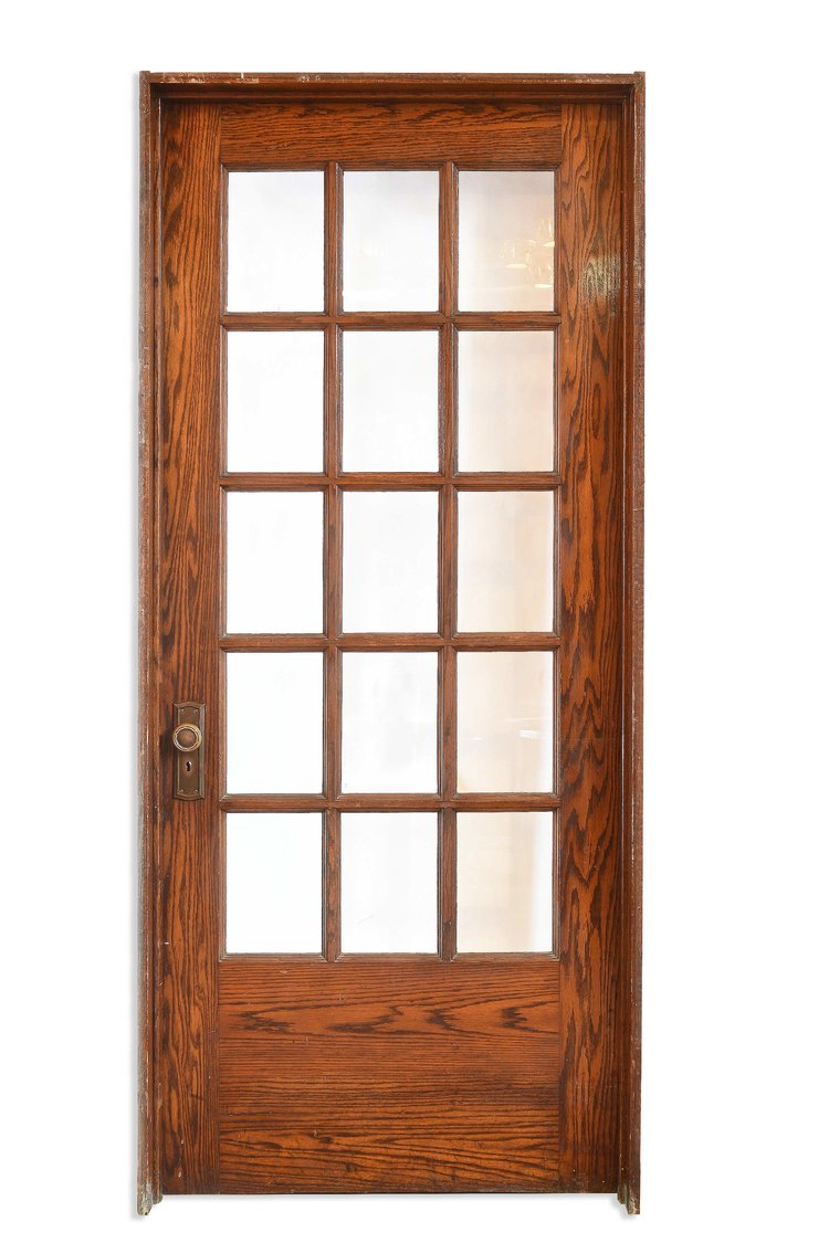 divided light oak schoolroom door