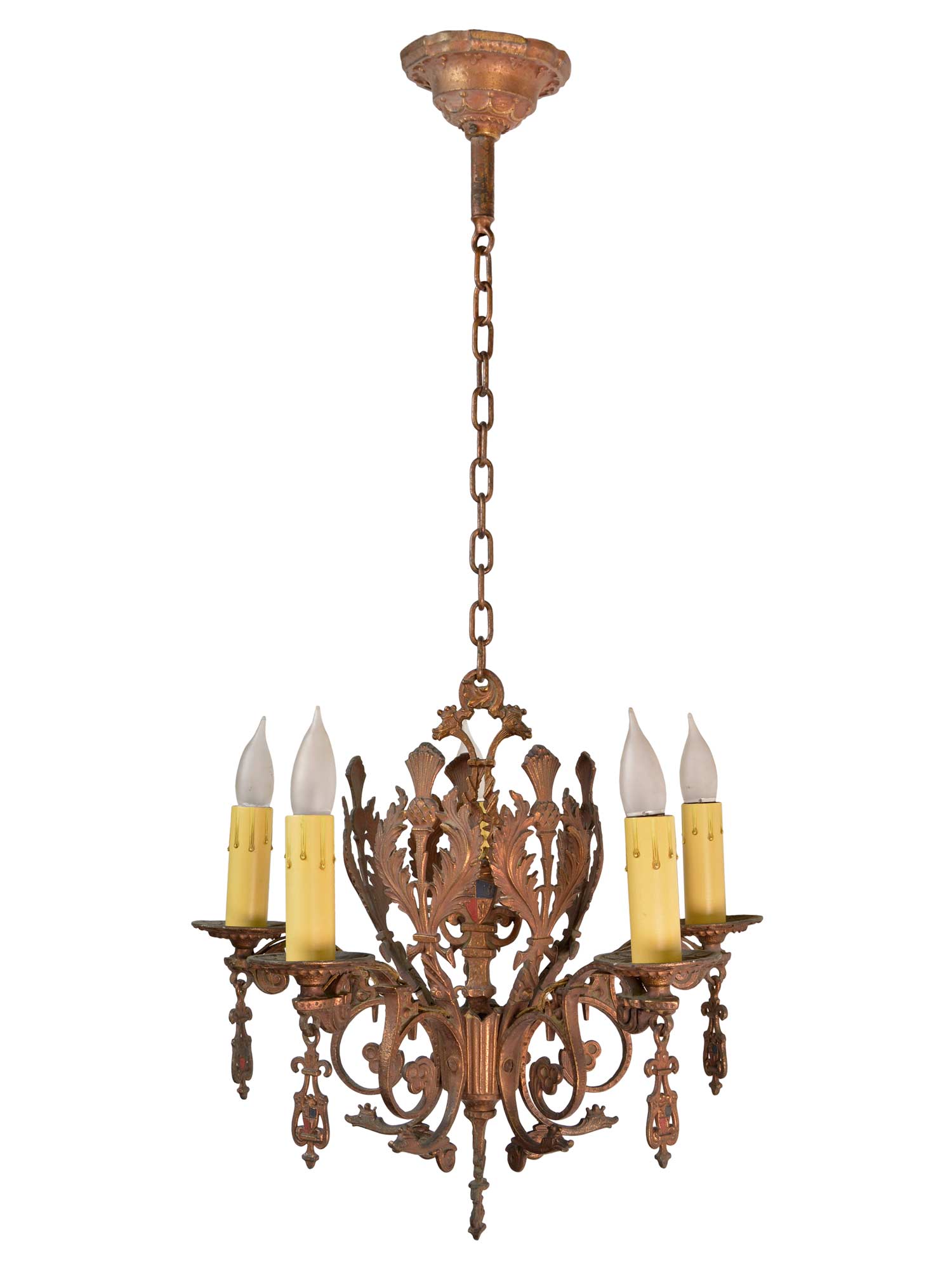five light bronze chandelier