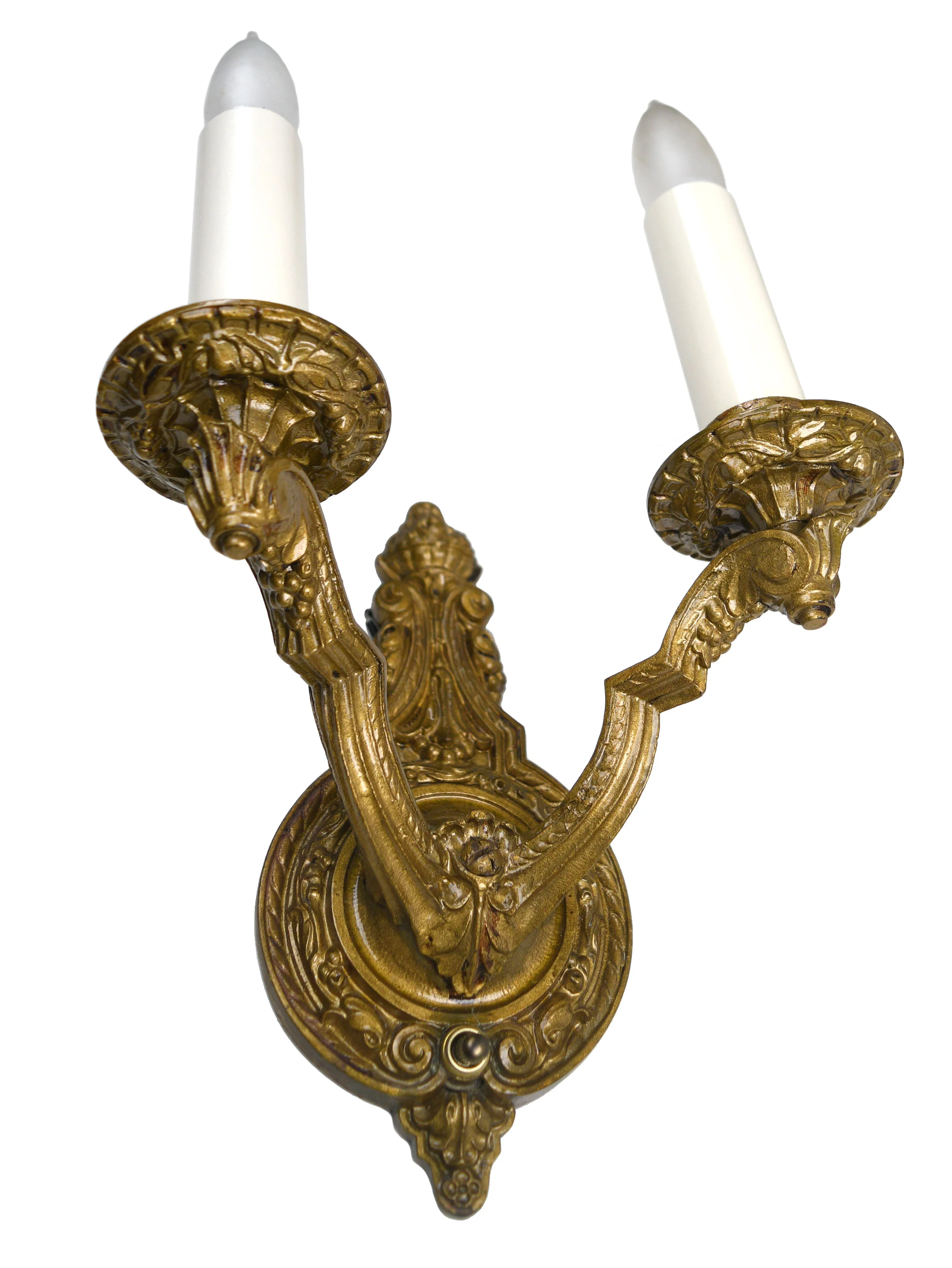 brass two candle victorian sconce — ARCHITECTURAL ANTIQUES
