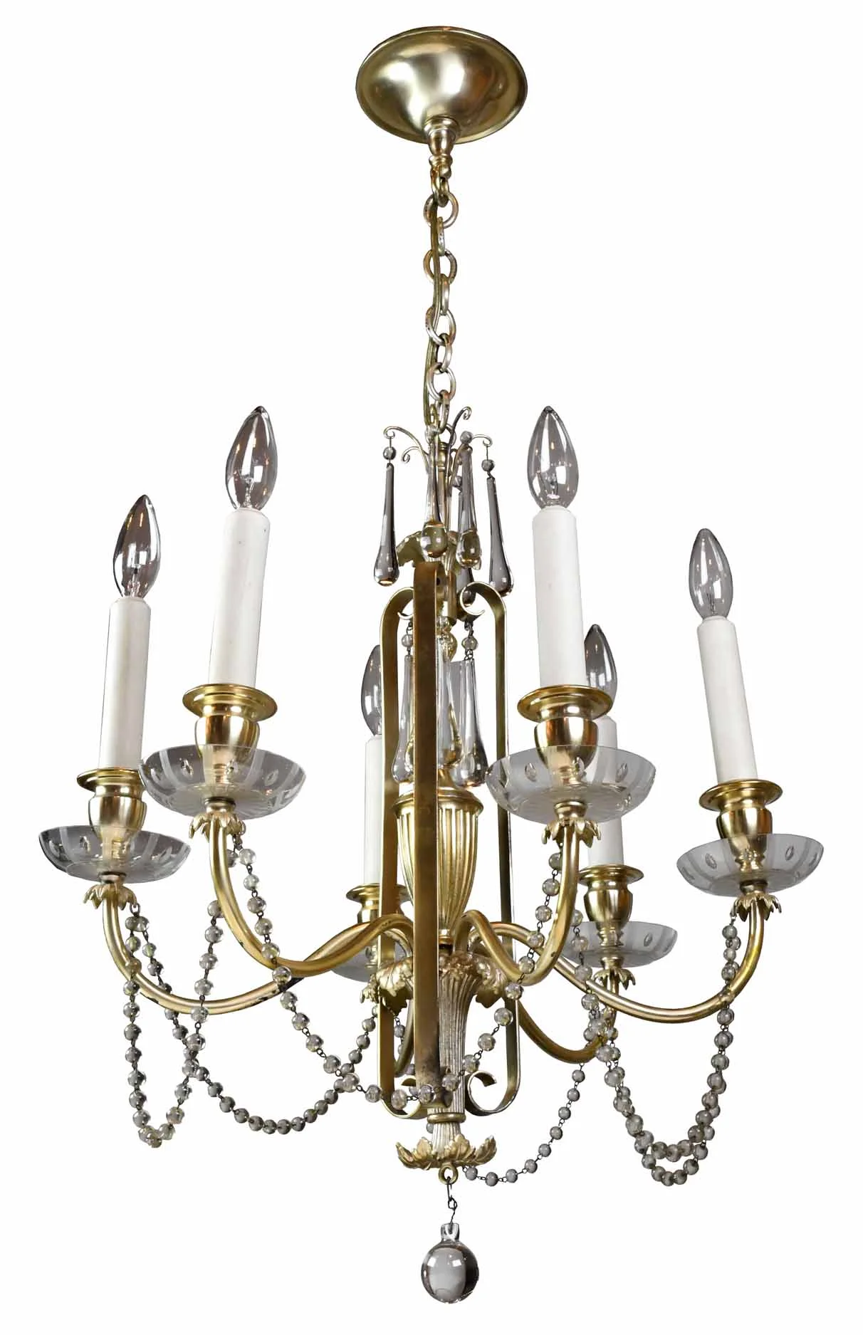 BRADLEY AND HUBBARD SIX ARM CHANDELIER Click here for more information