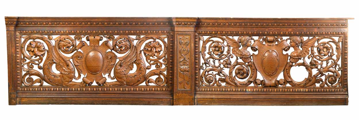 HAND CARVED PITTSBURGH OLIVER HOUSE OAK BANISTER Click here for more information