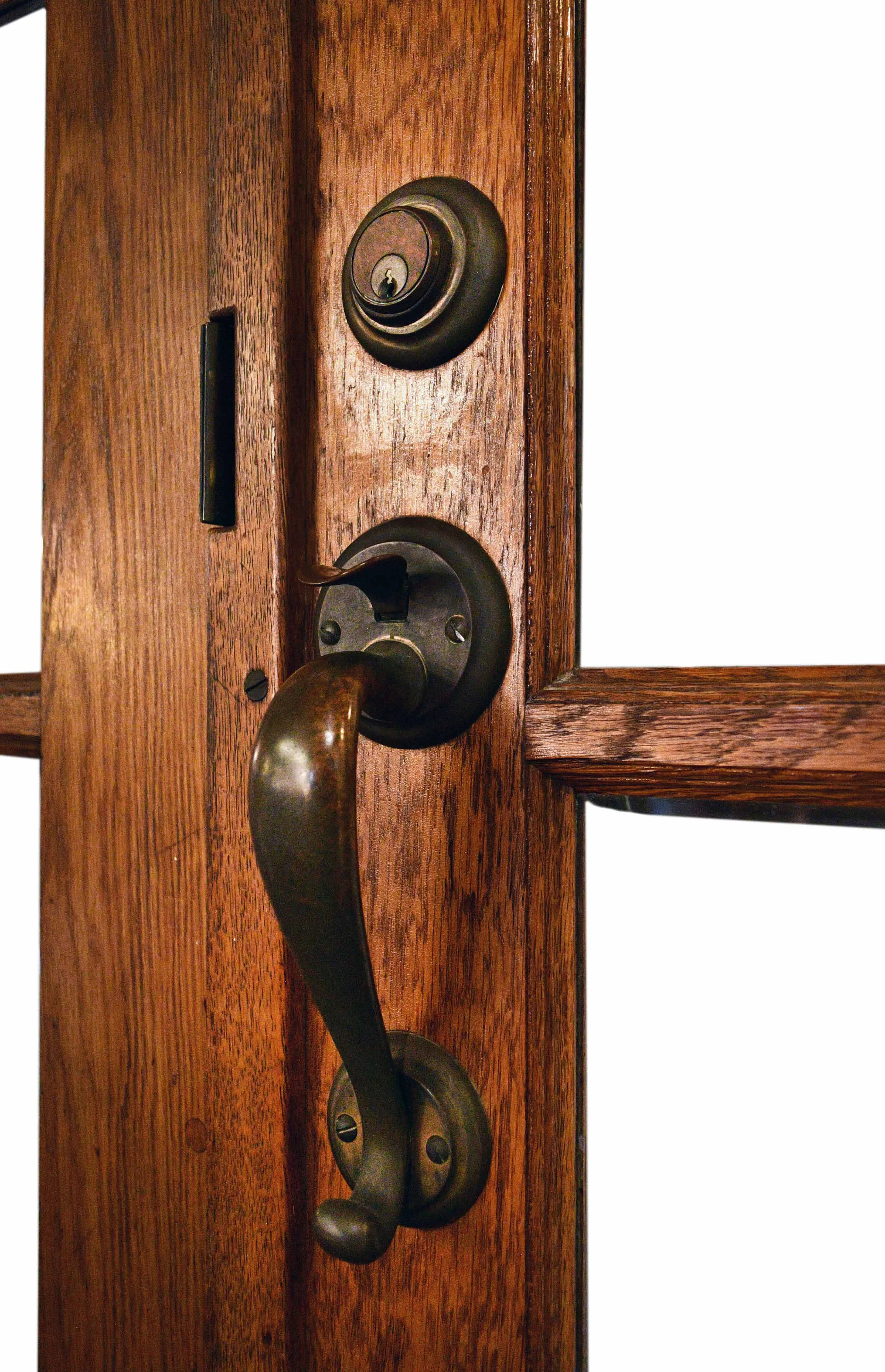 french double door unit with crash bar — ARCHITECTURAL ANTIQUES