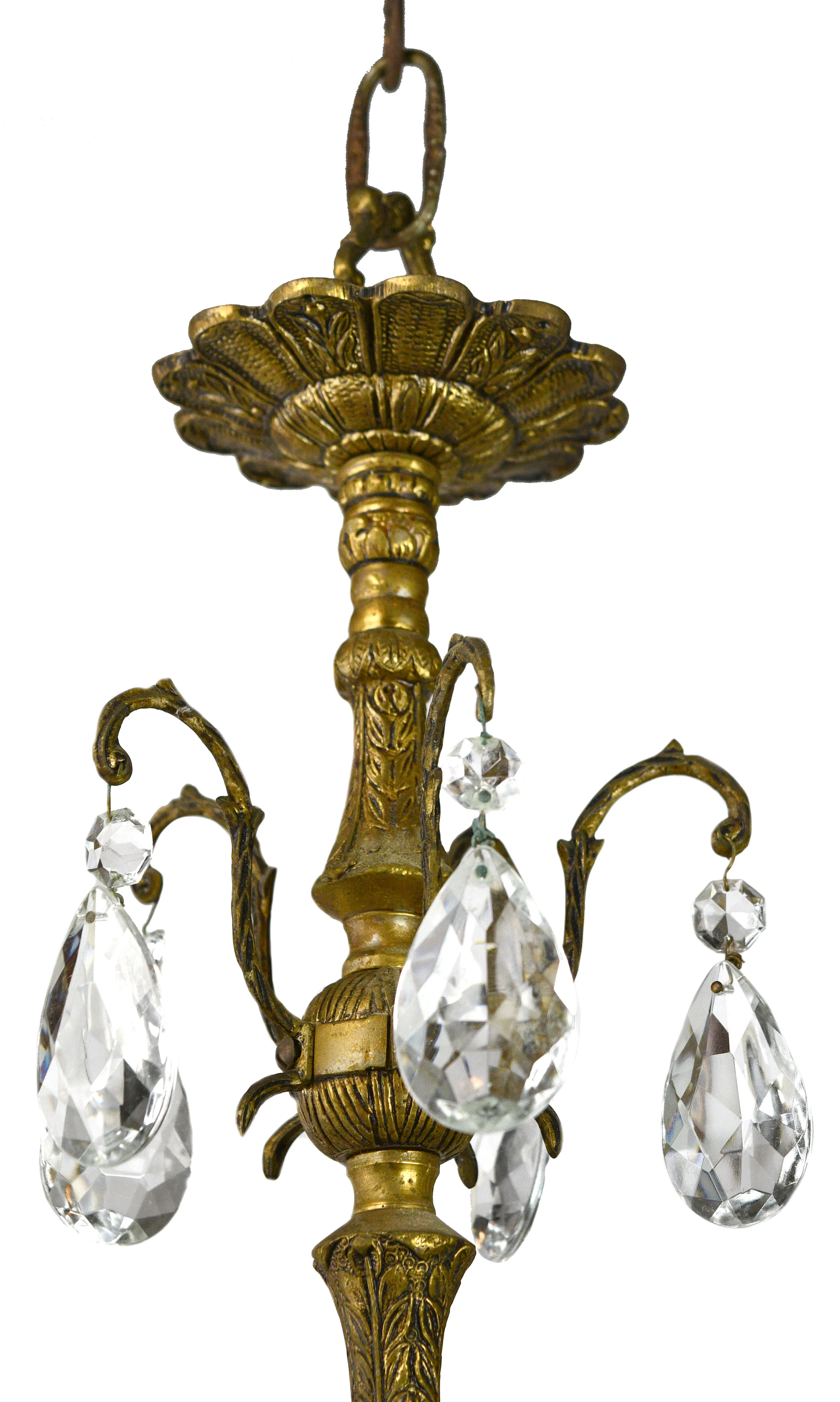 5 candle spanish chandelier with teardrops — ARCHITECTURAL ANTIQUES