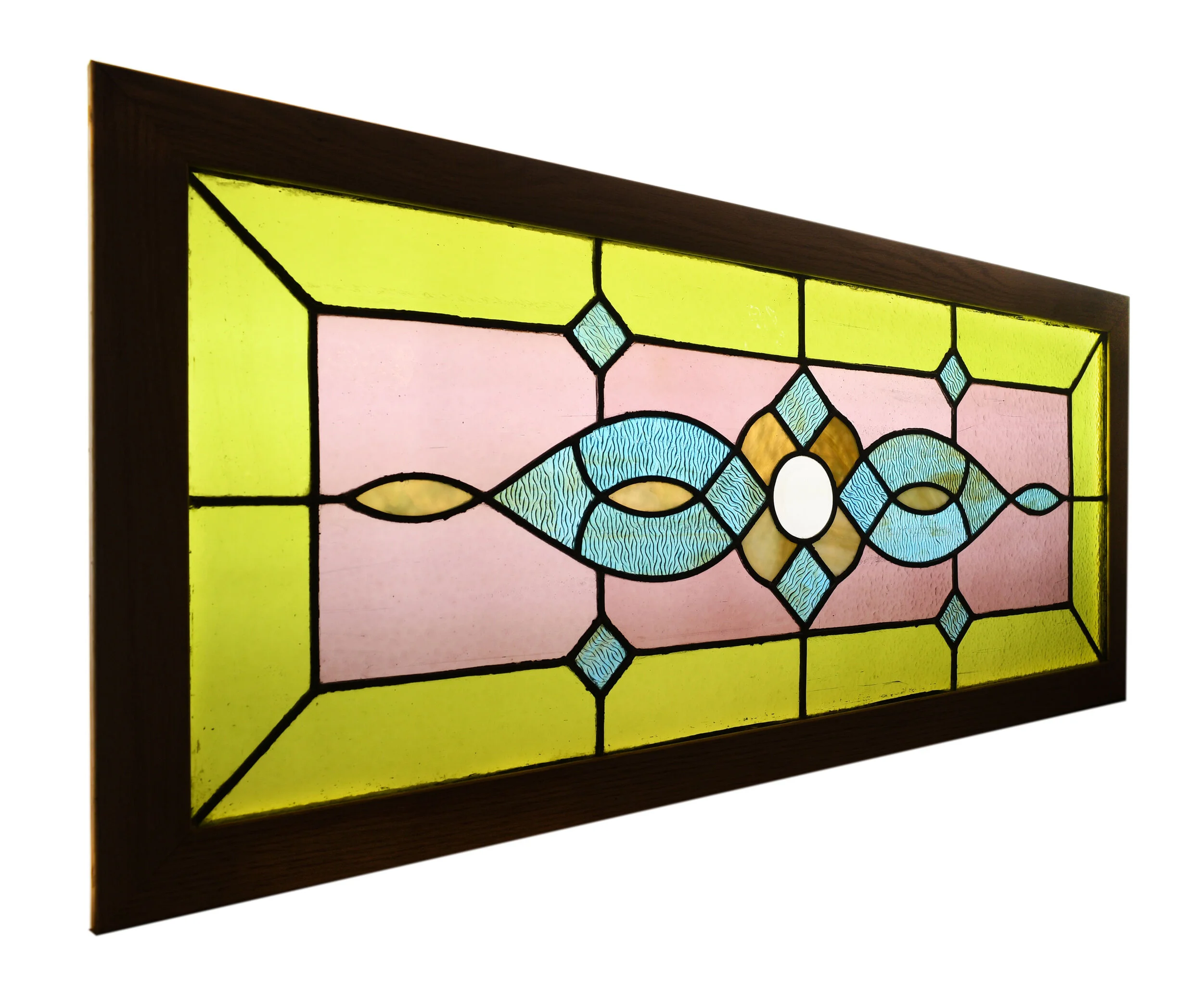 green and purple stained glass window — ARCHITECTURAL ANTIQUES