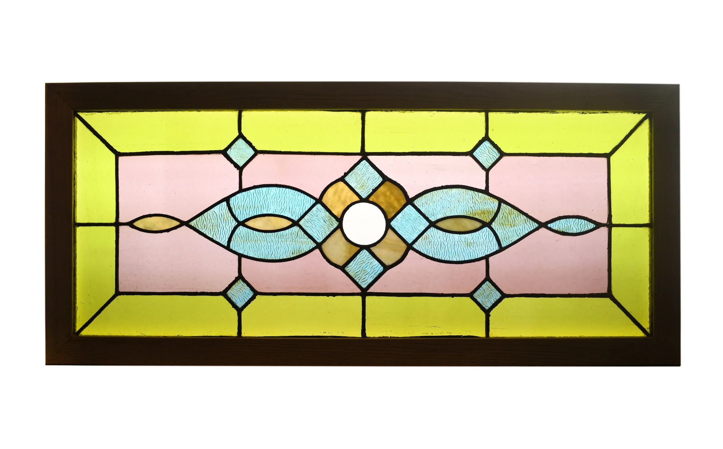 green and purple stained glass window — ARCHITECTURAL ANTIQUES