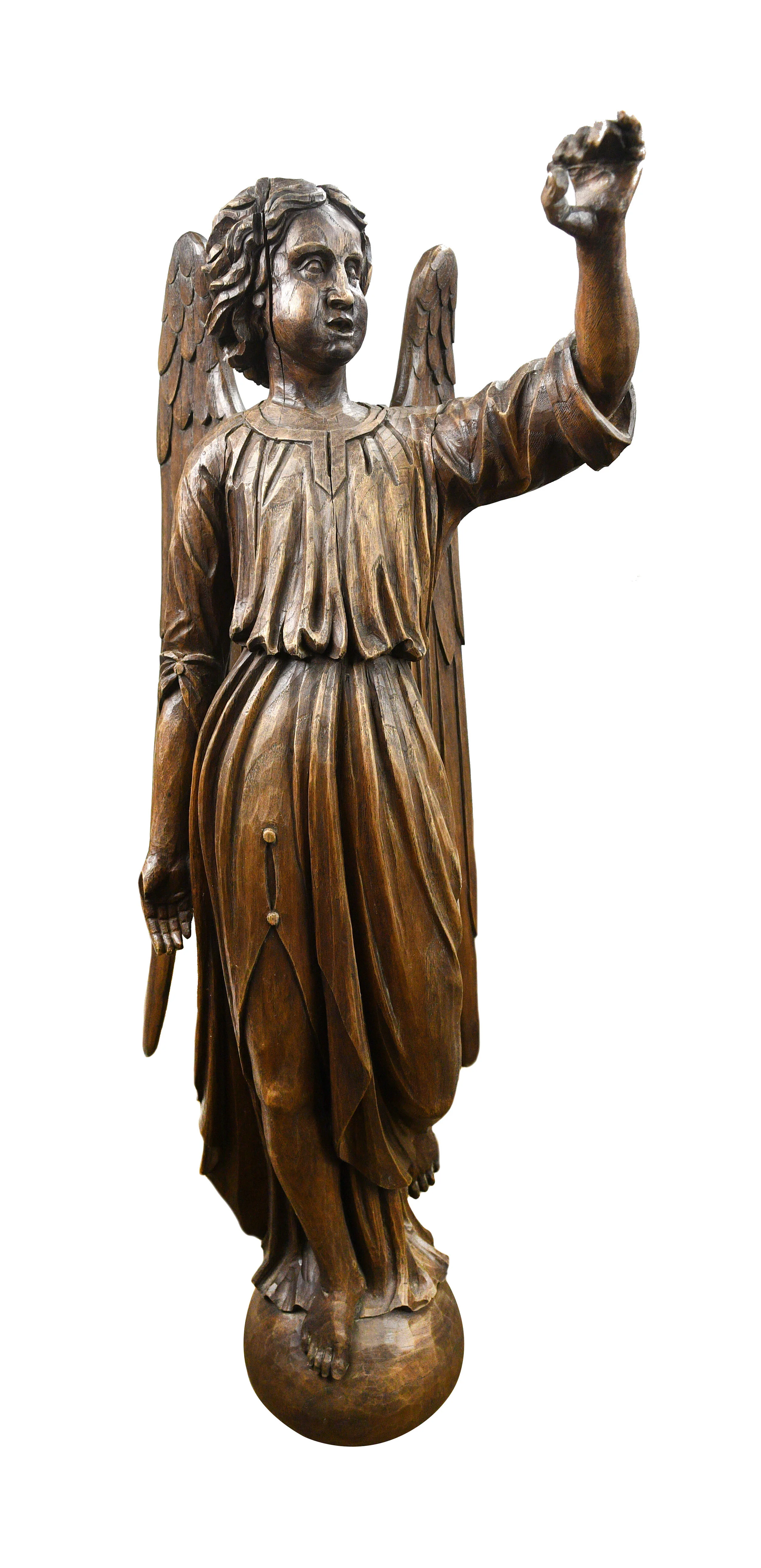 carved wood angel statue — ARCHITECTURAL ANTIQUES