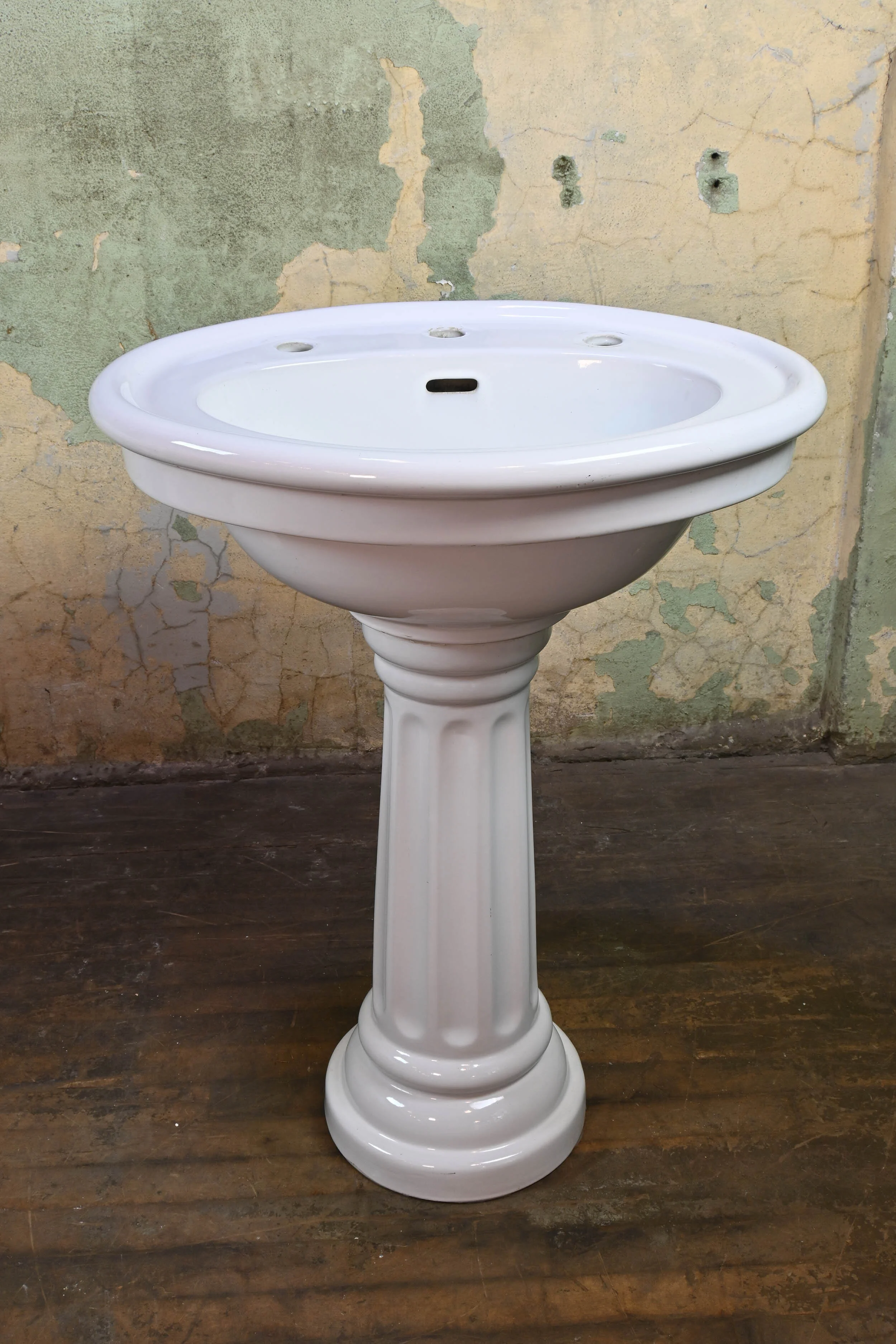 white oval porcelain pedestal sink — ARCHITECTURAL ANTIQUES
