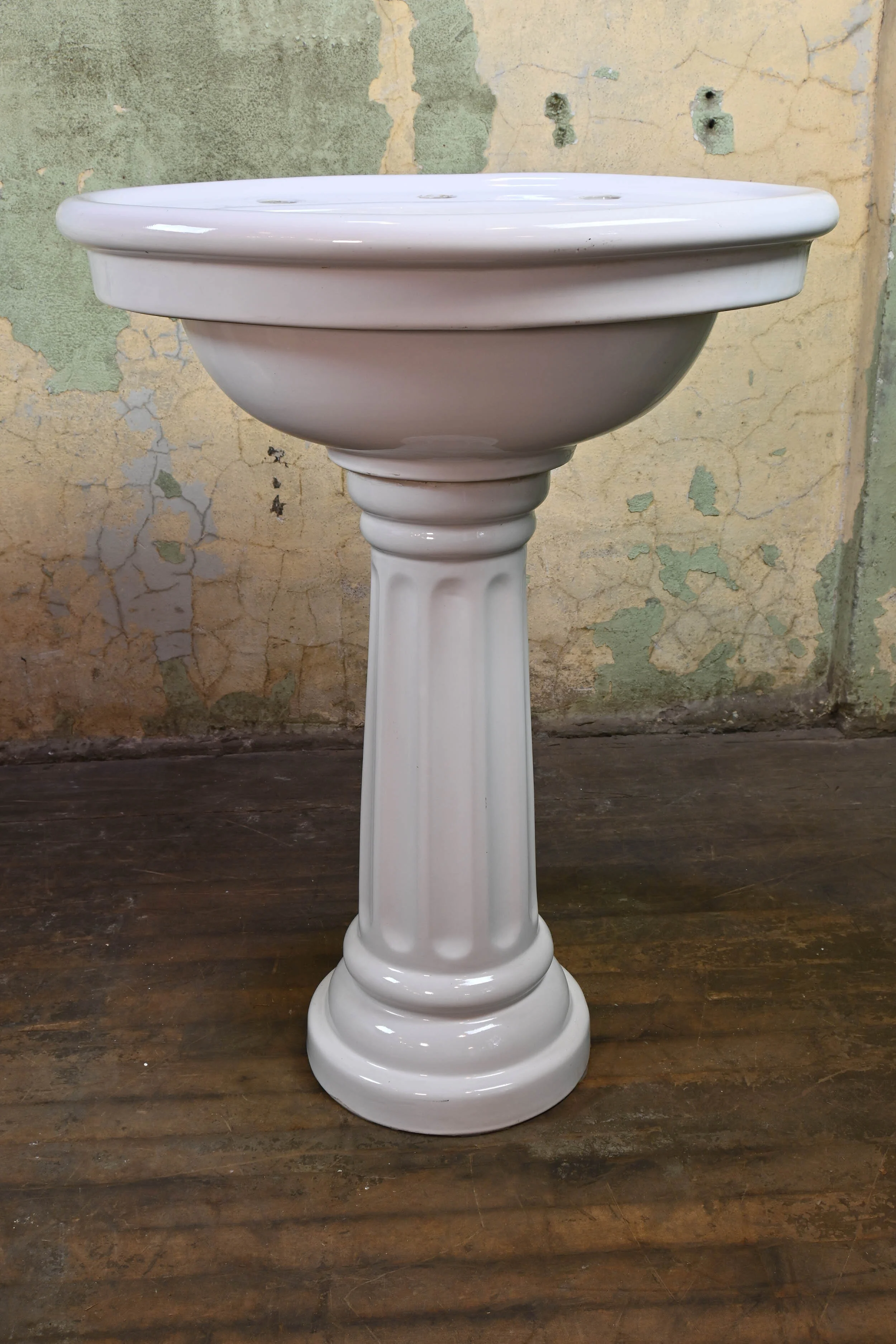 white oval porcelain pedestal sink — ARCHITECTURAL ANTIQUES