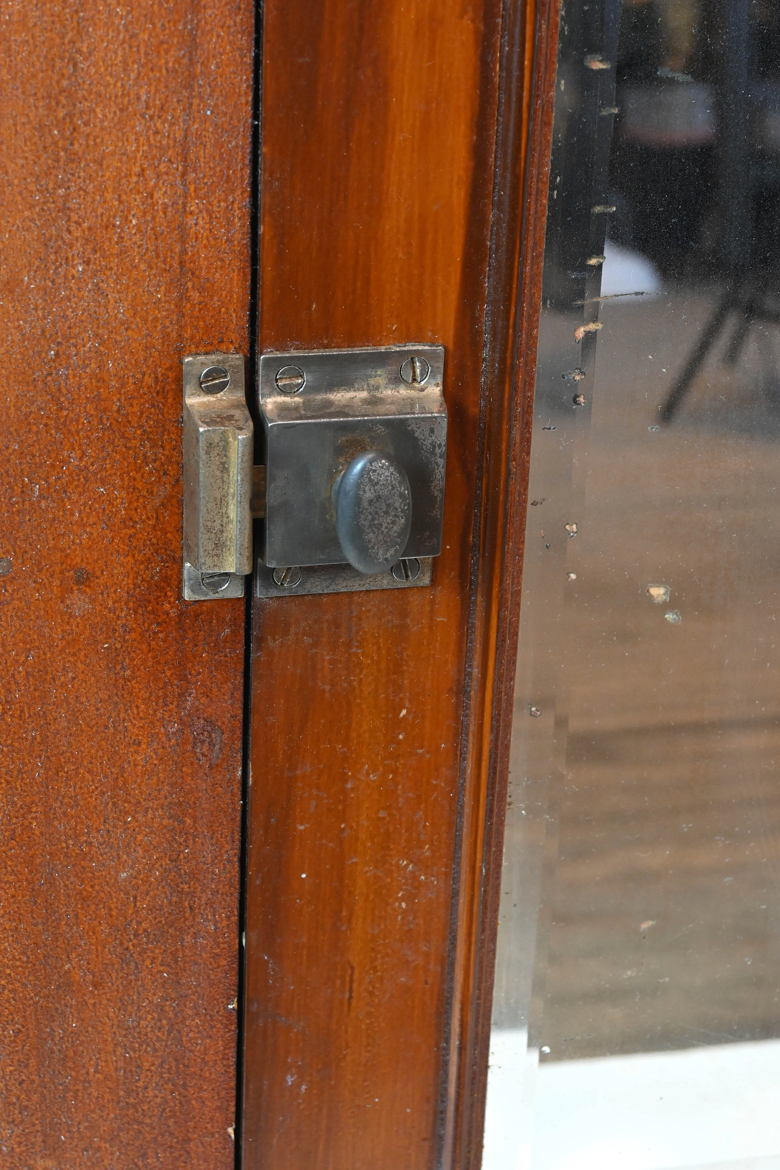 early in wall medicine with beveled mirror — ARCHITECTURAL ANTIQUES