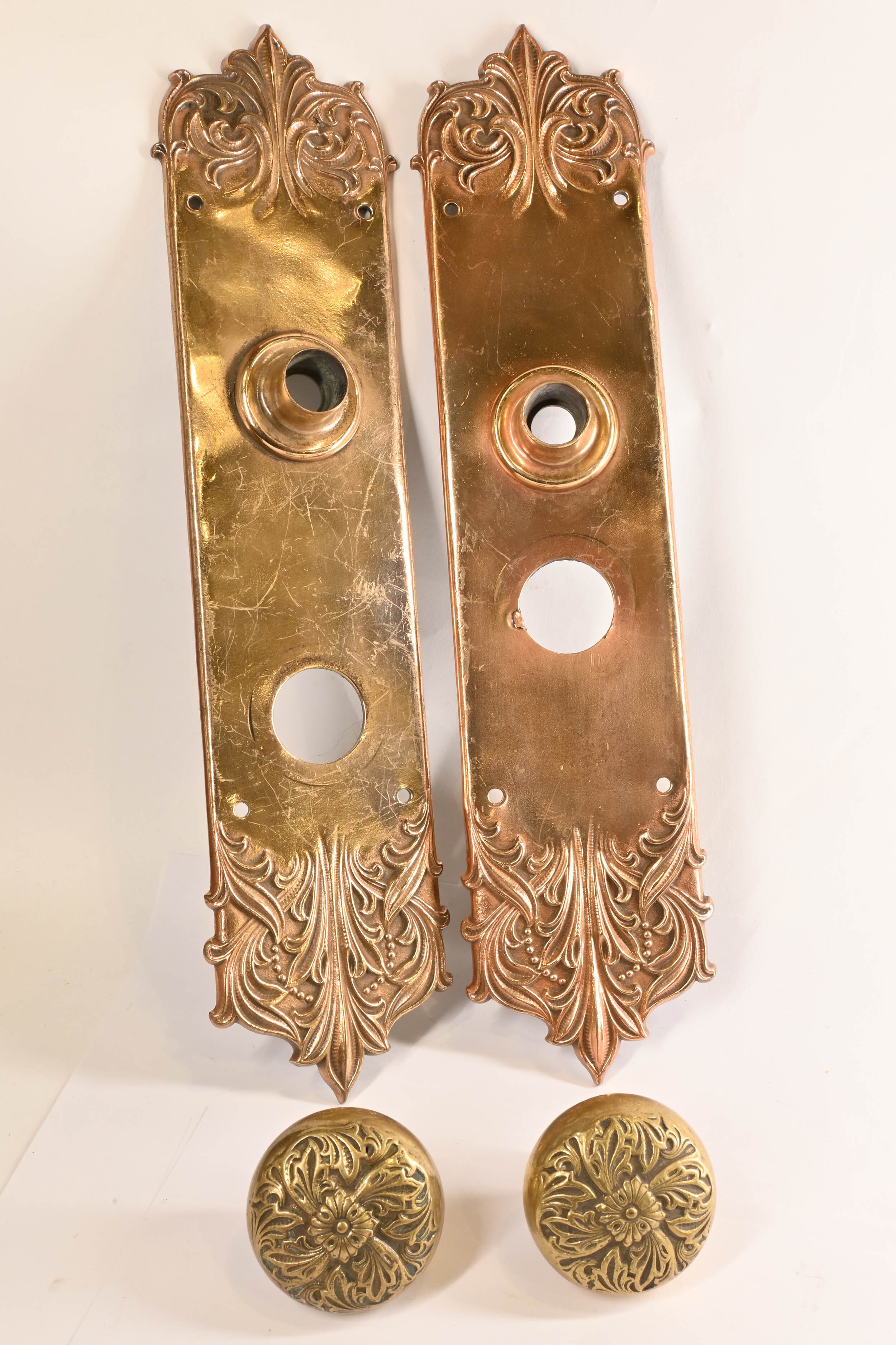 One original unused antique Art Nouveau Arts & Crafts handle key escutcheon 