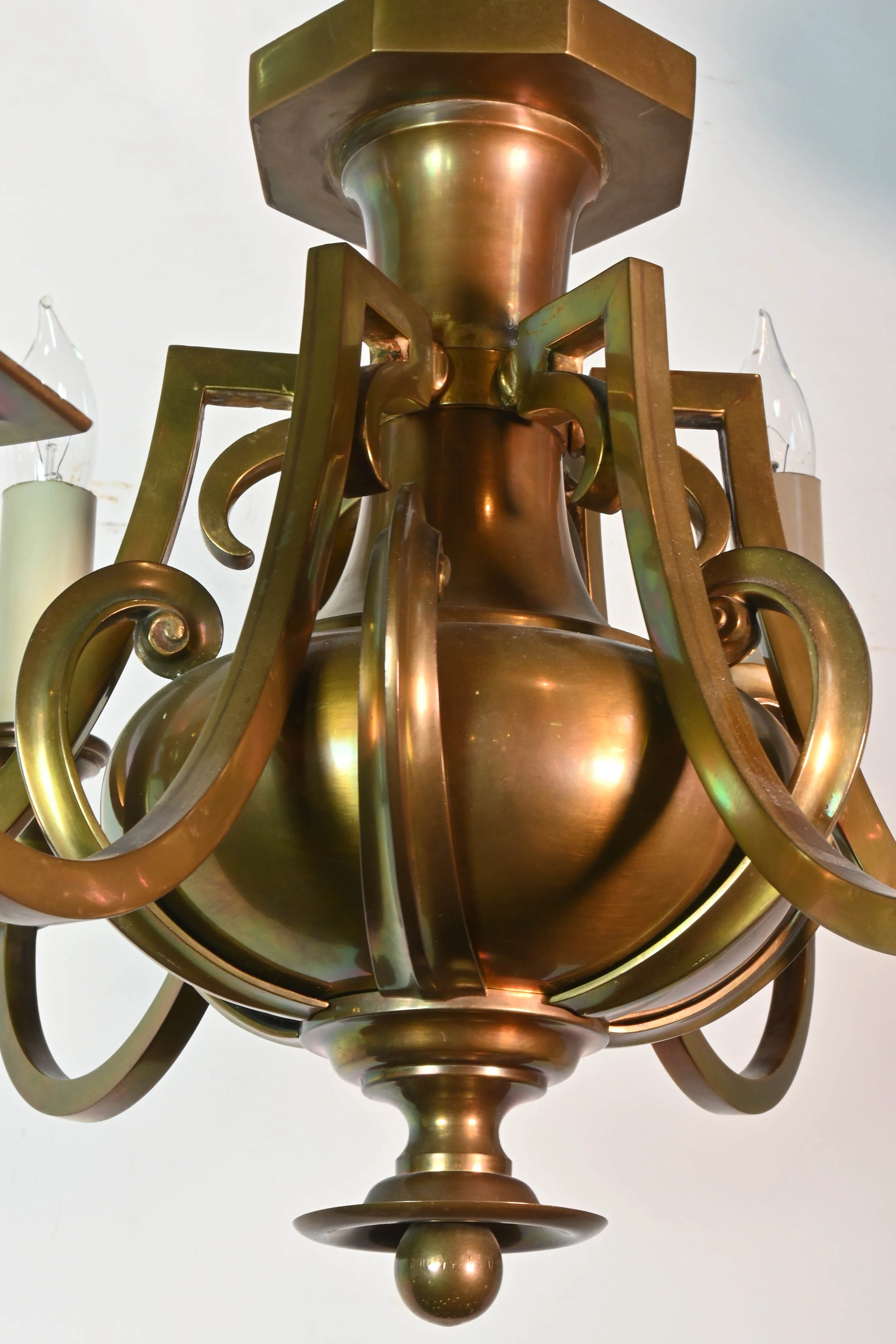 6 candle brass chandelier with a touch of class — ARCHITECTURAL ANTIQUES