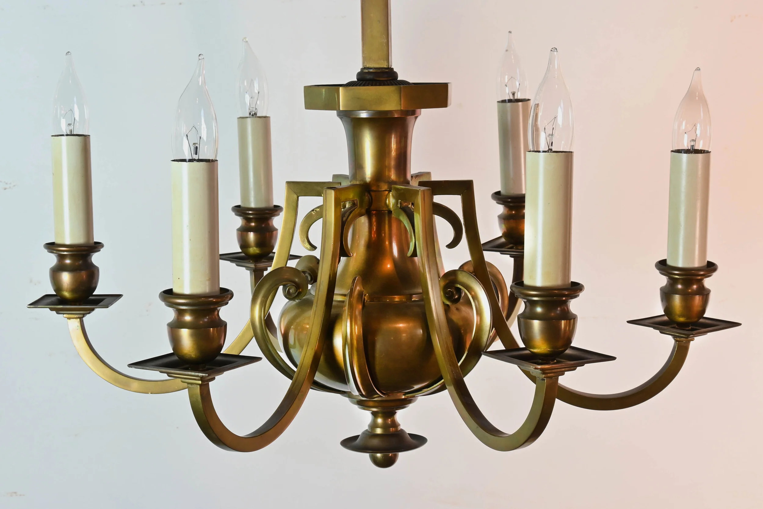 6 candle brass chandelier with a touch of class — ARCHITECTURAL ANTIQUES