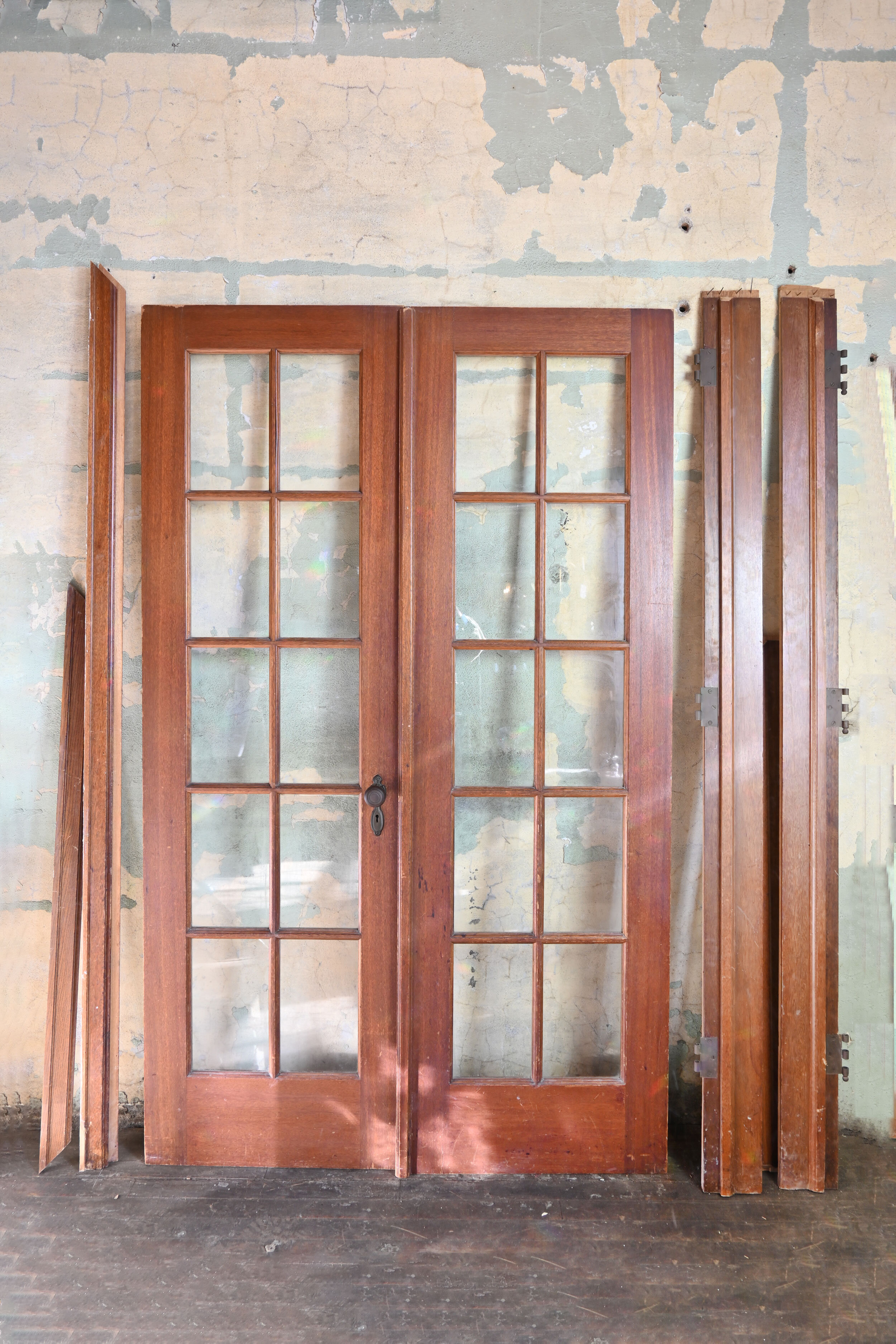 Mahogany Single French Door with 10/5 Glass Prehung