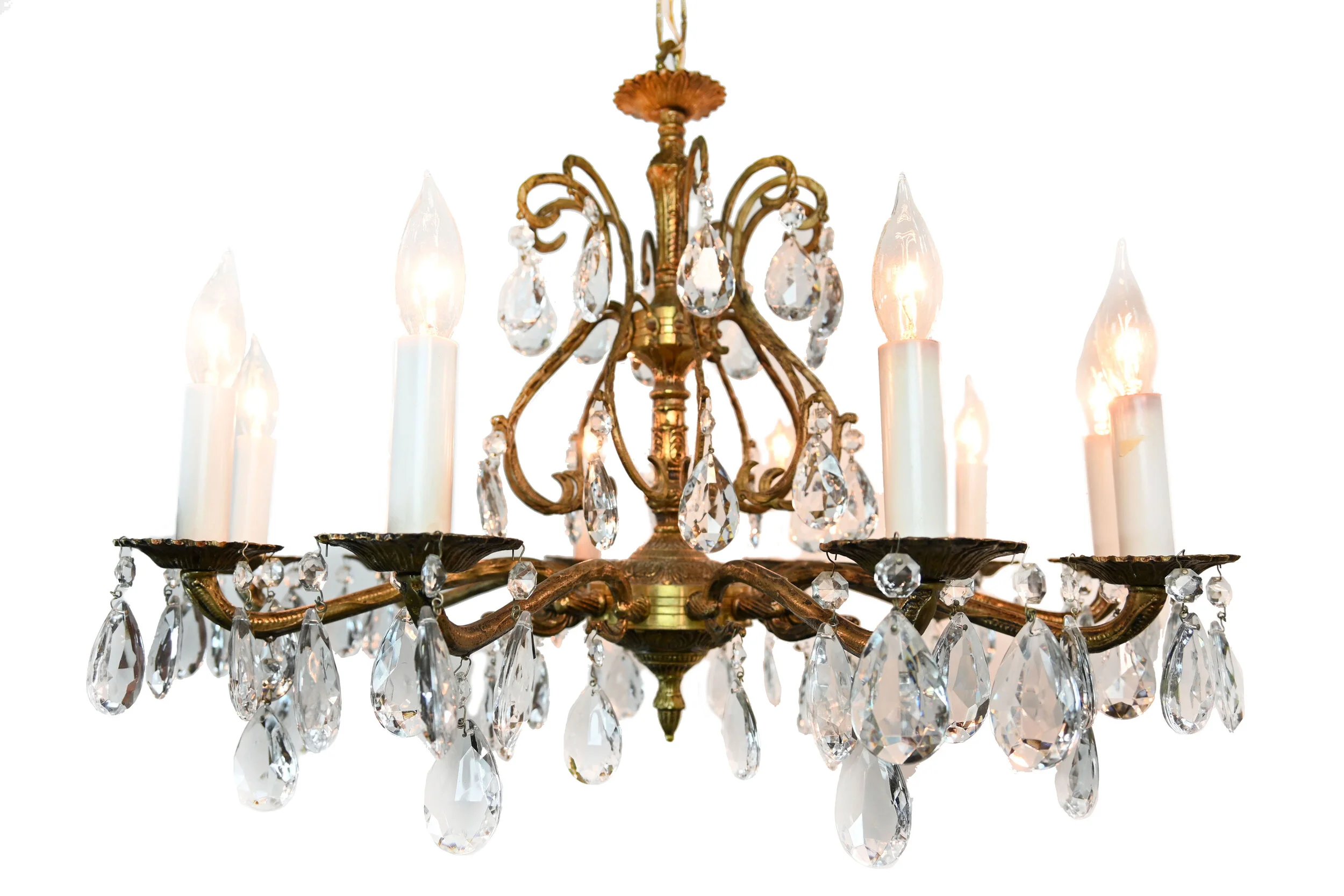 brass 10 candle Spanish chandelier — ARCHITECTURAL ANTIQUES