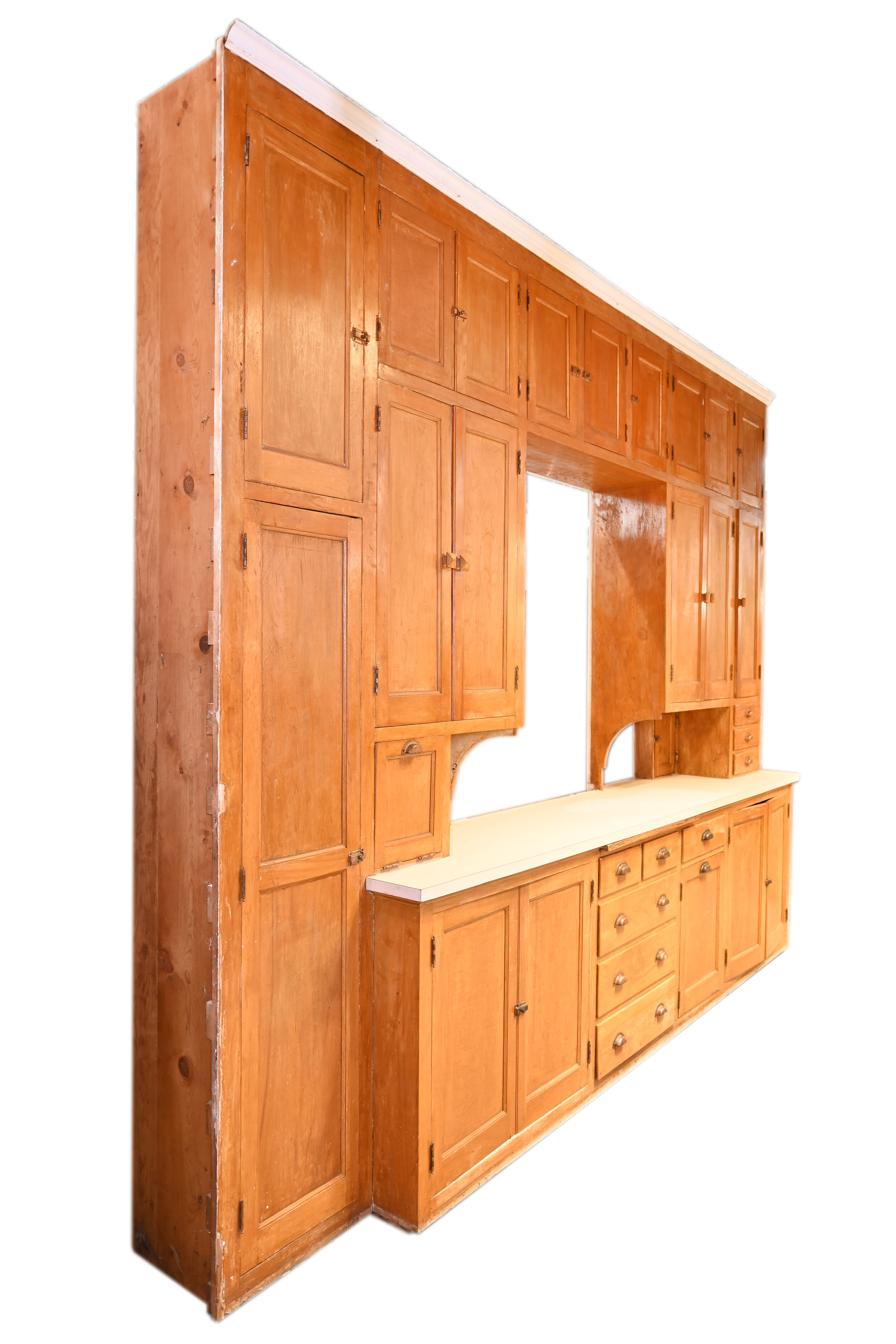 birch kitchen cabinet unit with tall broom closet — ARCHITECTURAL ANTIQUES