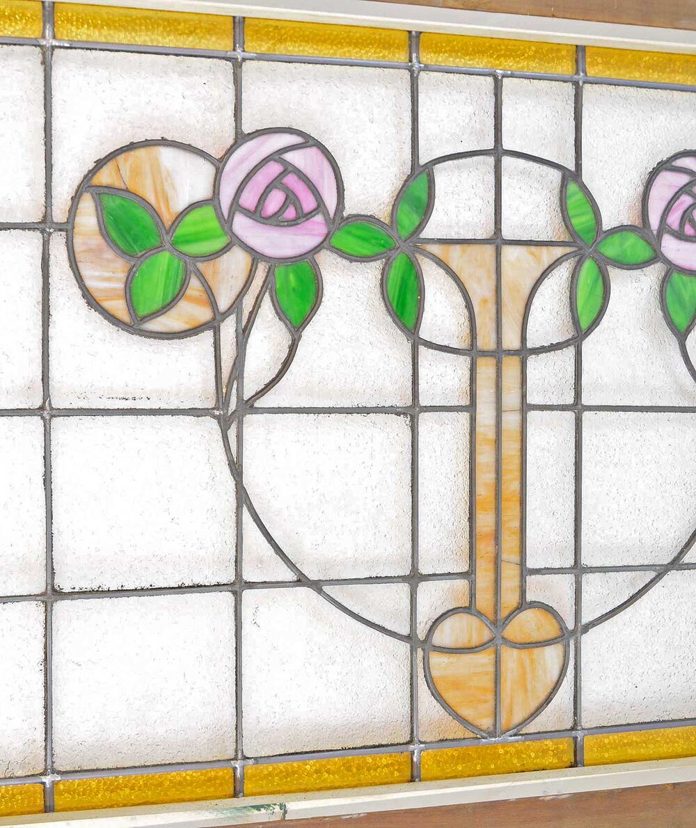 Macintosh Rose Stained Glass Window Architectural Antiques