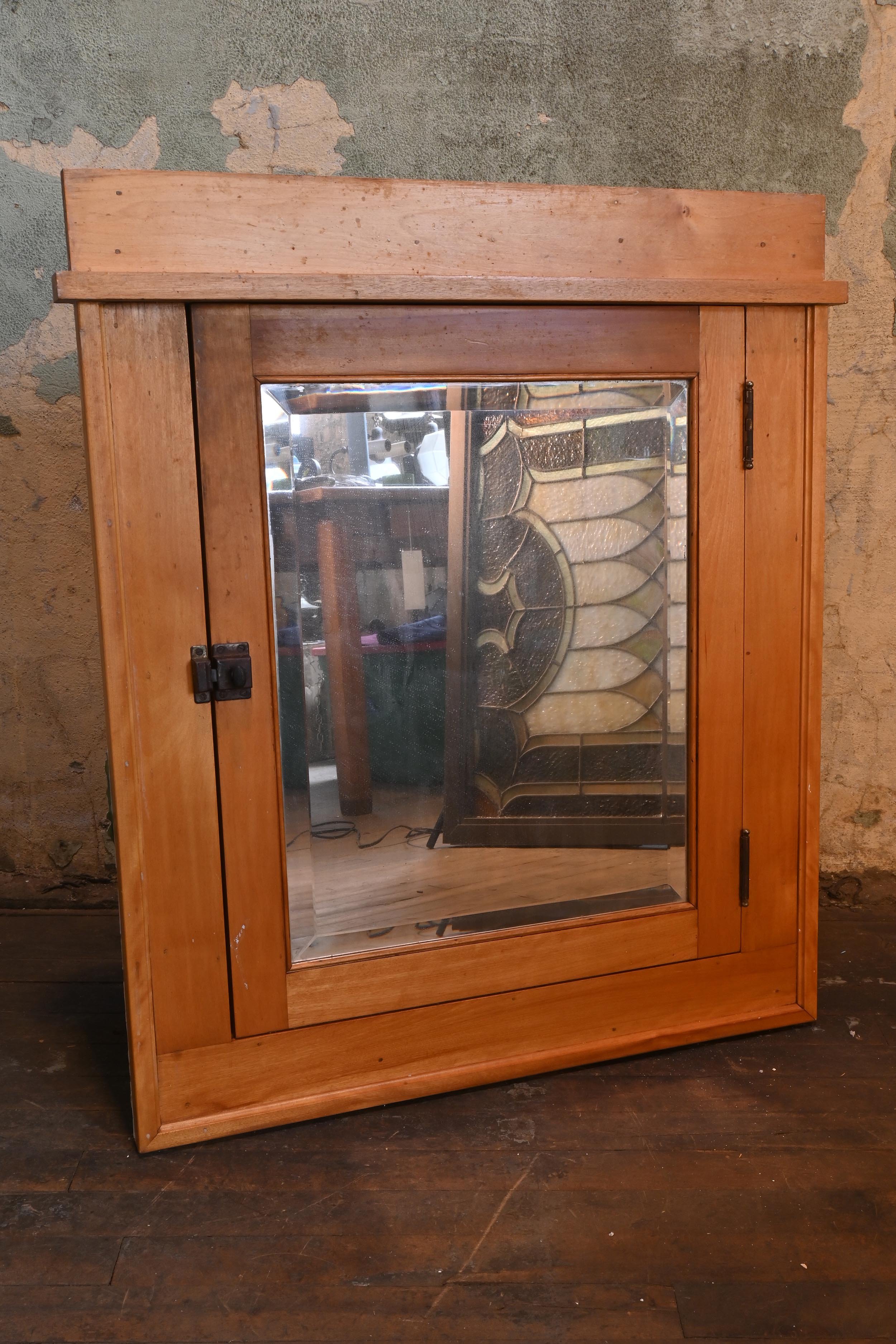 maple beveled mirror builtin medicine — ARCHITECTURAL ANTIQUES