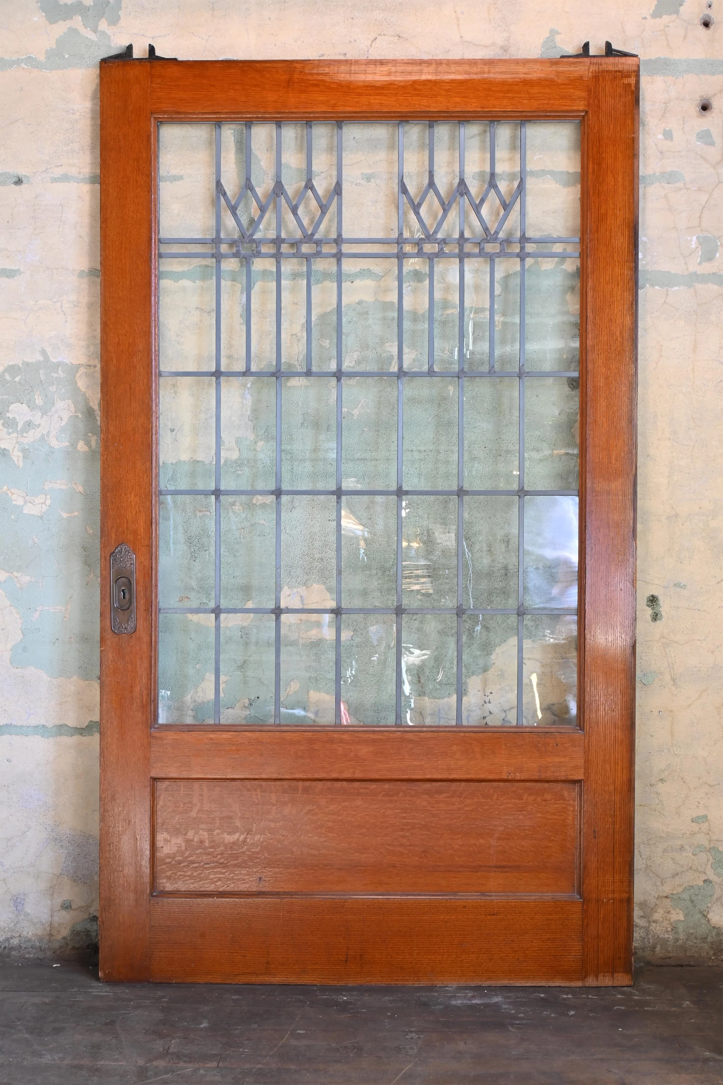 three quarter leaded glass pocket door Maple/Oak with hardware