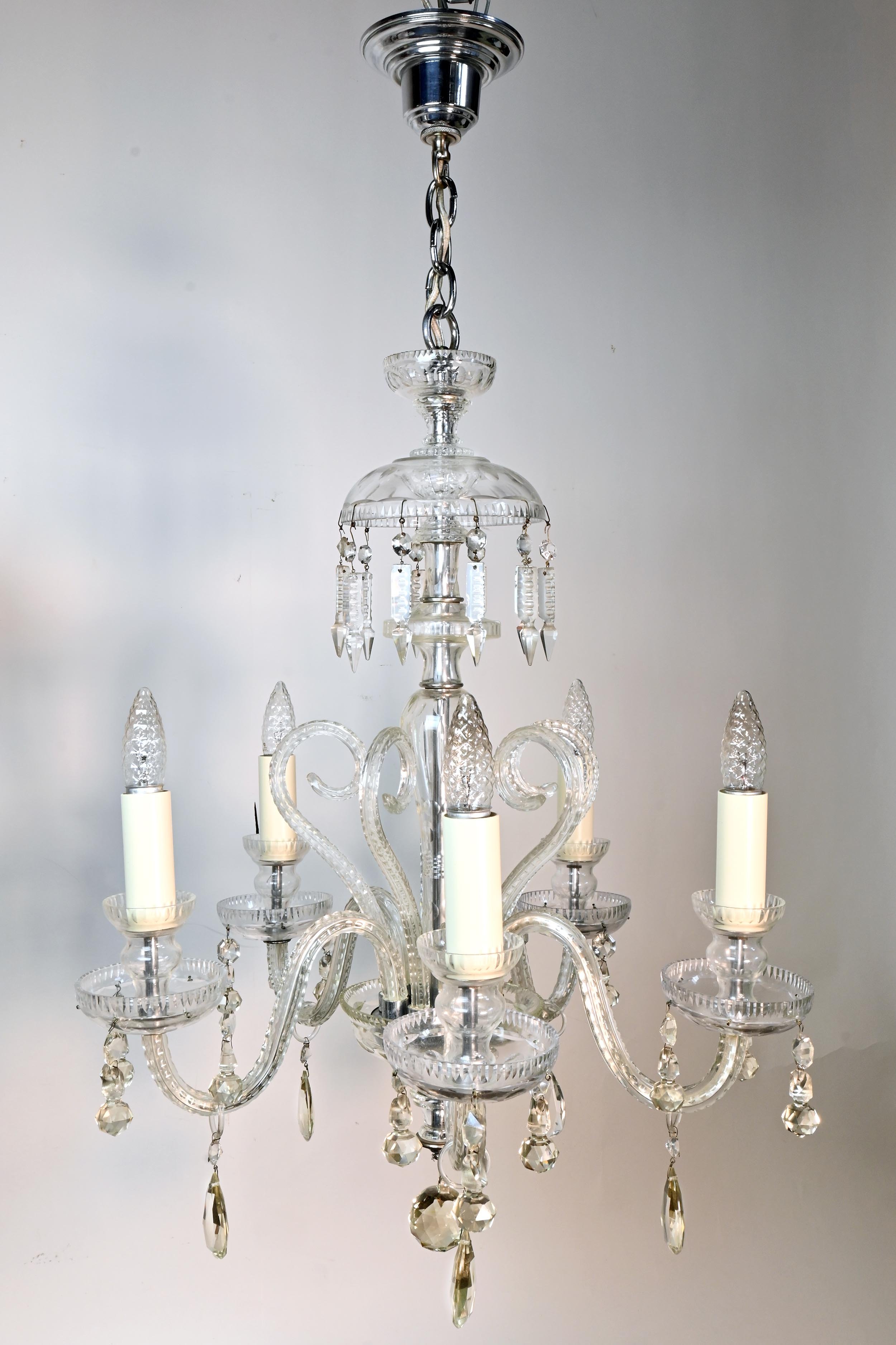 cut crystal five candle chandelier with serpentine arms — ARCHITECTURAL ...