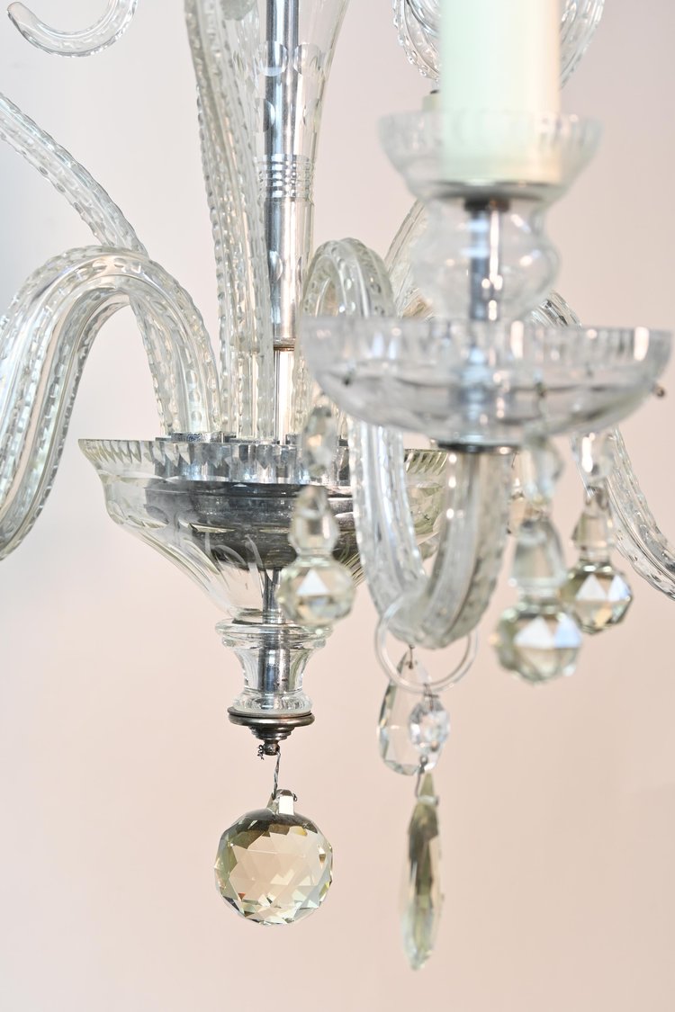 cut crystal five candle chandelier with serpentine arms — ARCHITECTURAL  ANTIQUES