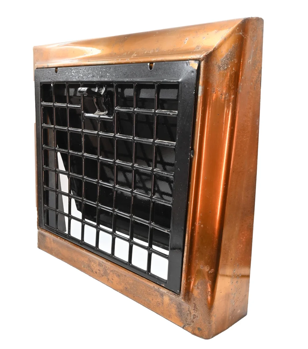 wall heat register copper plated craftsman/mission/tudor revival —  ARCHITECTURAL ANTIQUES