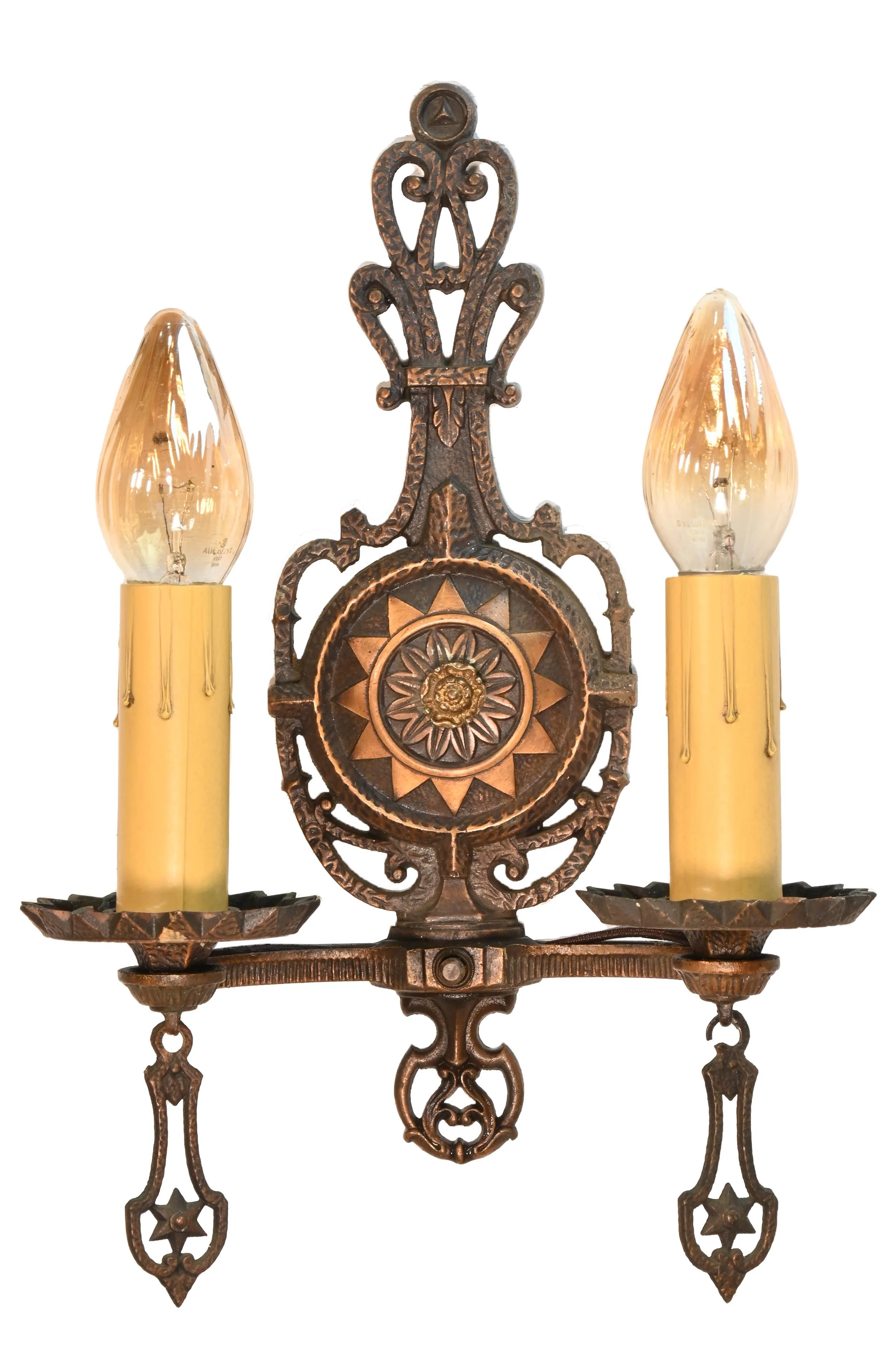 bronze 2 candle moe bridges sconce — ARCHITECTURAL ANTIQUES