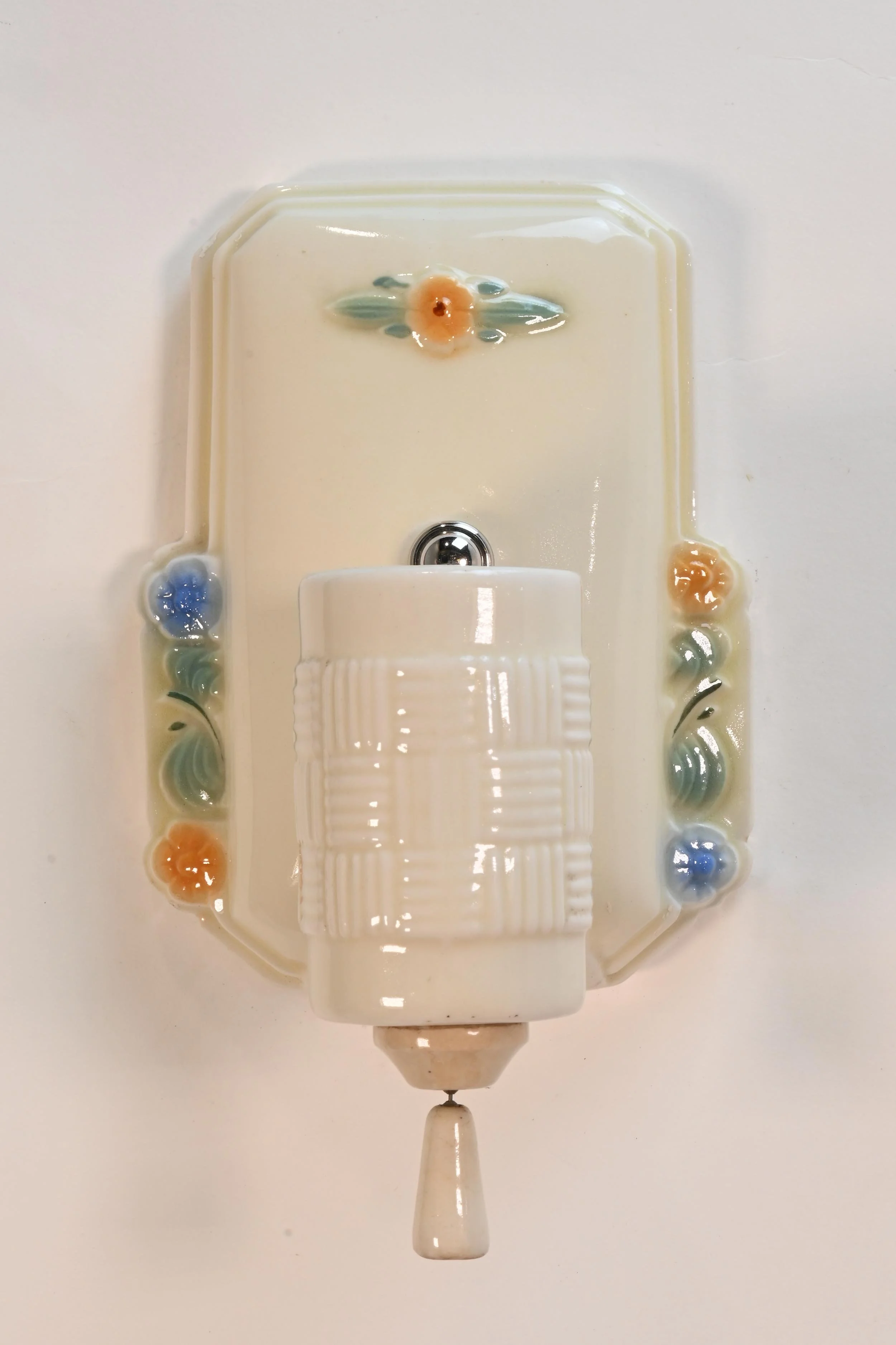 porcelain floral bathroom sconce pair — ARCHITECTURAL ANTIQUES